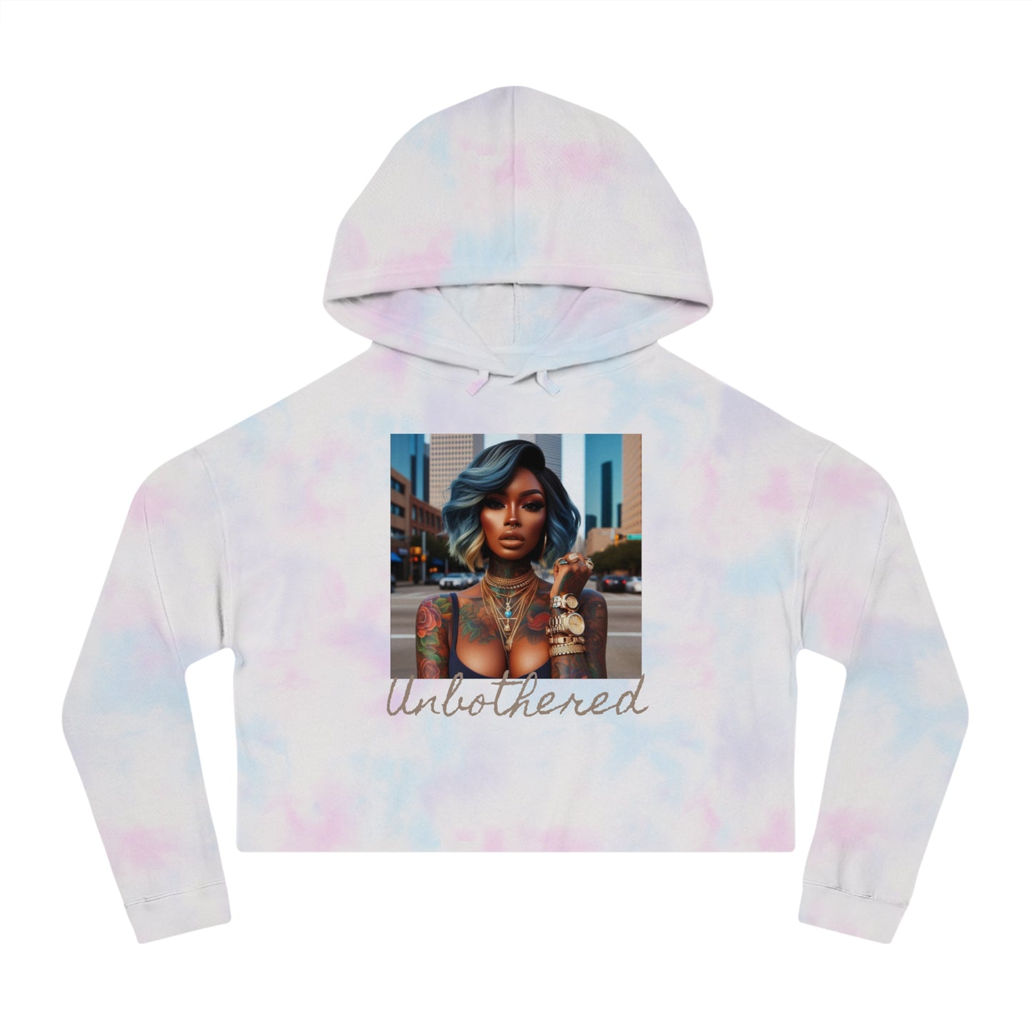 Unbothered Bob Cropped Hooded Sweatshirt - Tie-dye Cotton Candy / XS - Hoodie