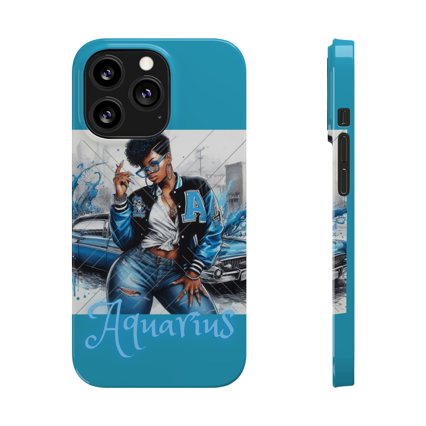 Aquarius Blue Slim Phone Cases - Phone Case