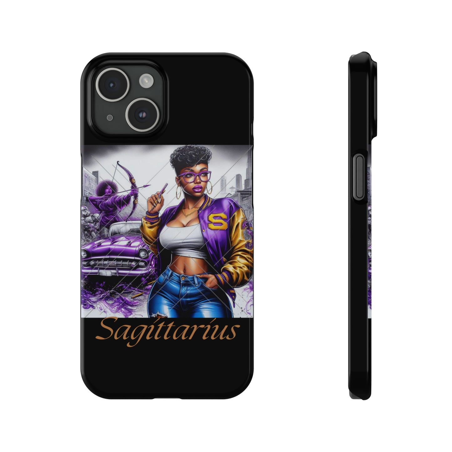 Sagittarius blk Slim Phone Cases - iPhone 15 - Phone Case