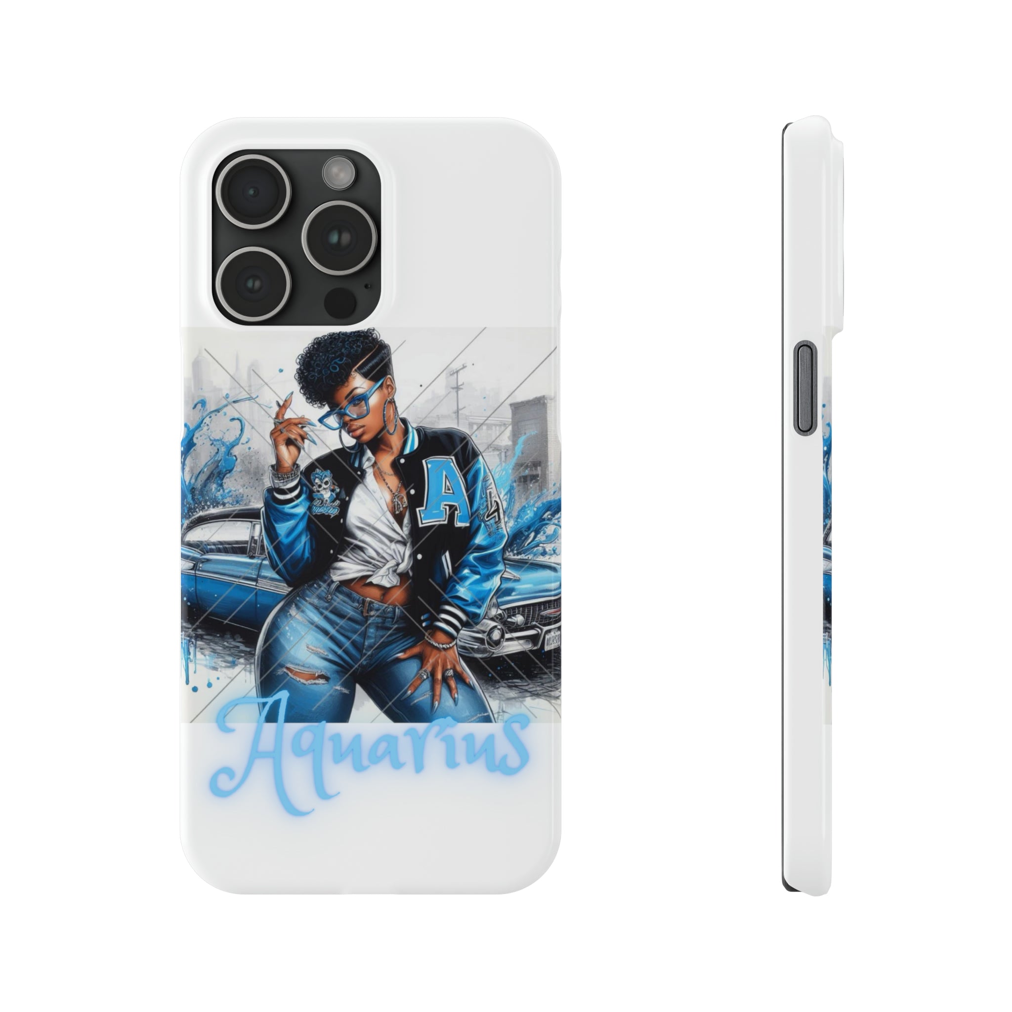 Aquarius white Slim Phone Cases - Phone Case