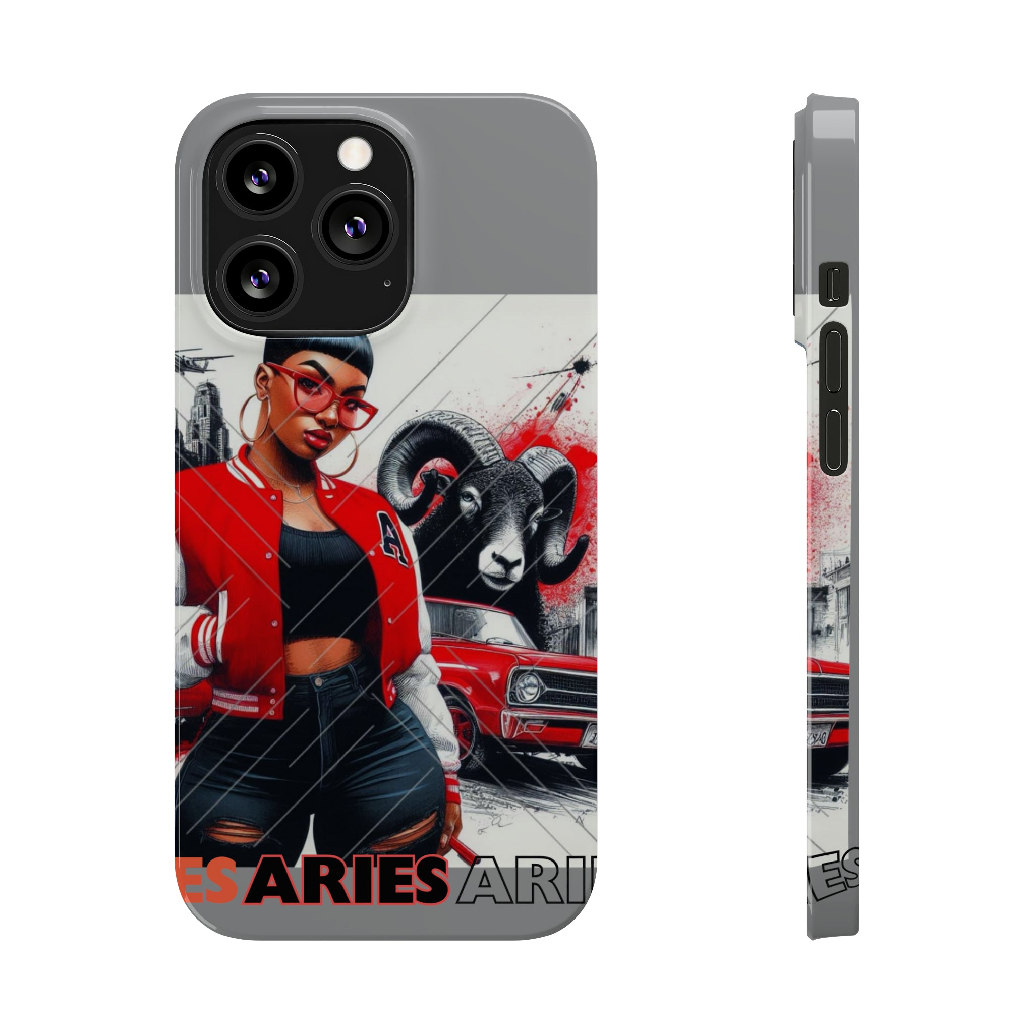 Aries Grey Slim Phone Cases - iPhone 13 Pro - Phone Case