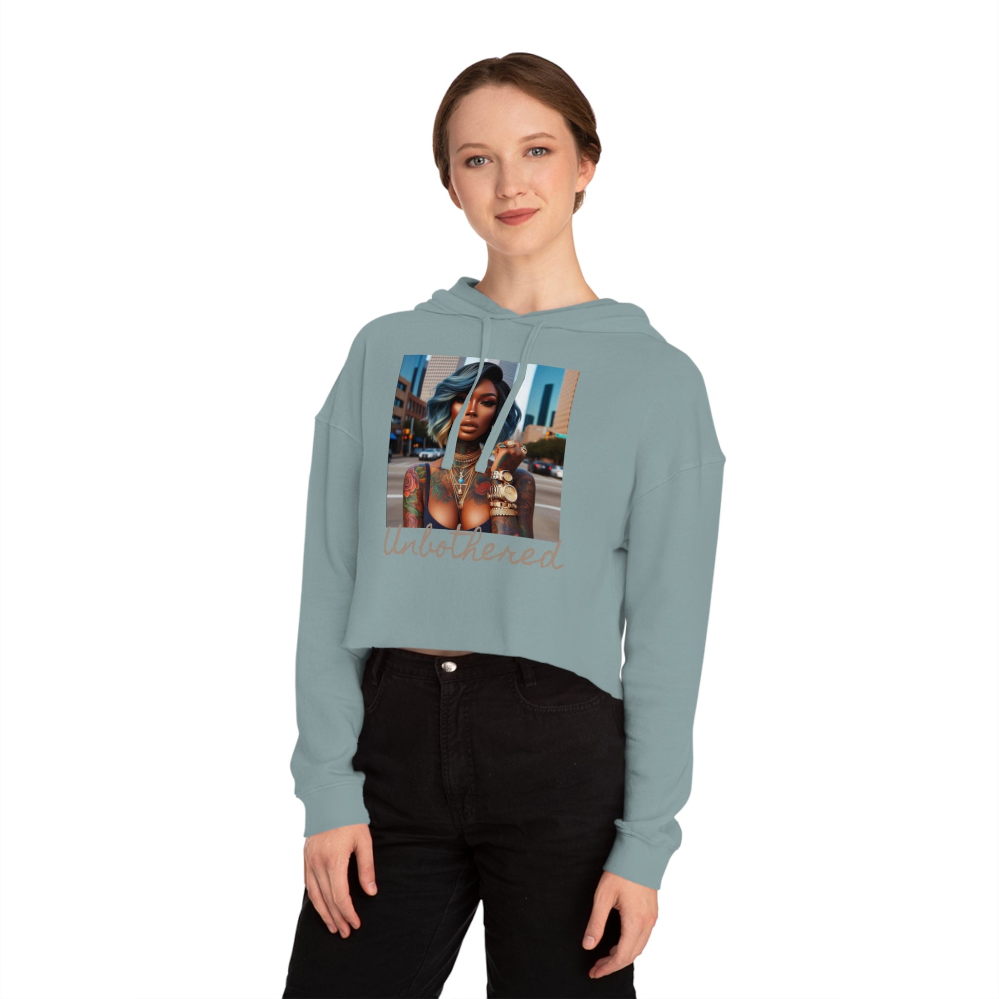 Unbothered Bob Cropped Hooded Sweatshirt - Hoodie