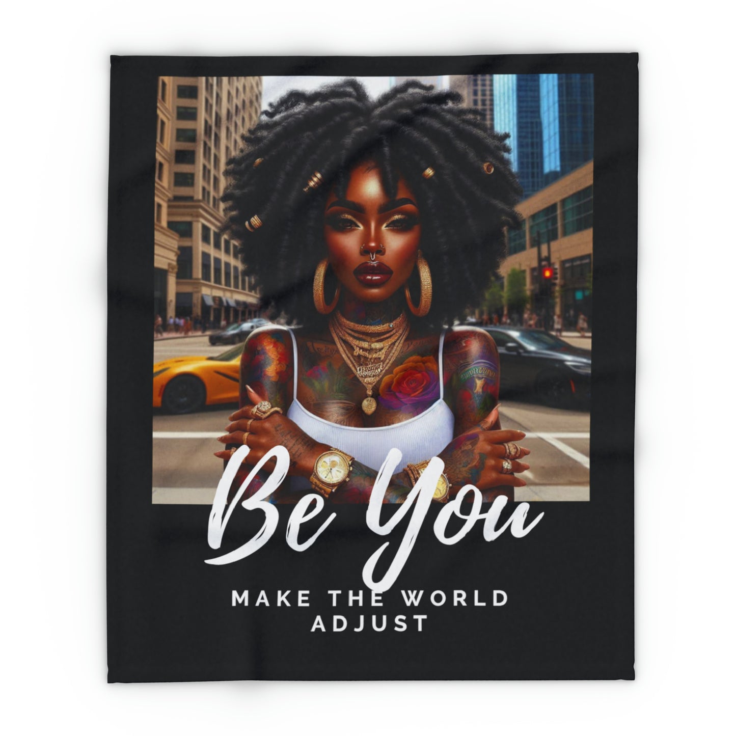 Be you Natural Blk Arctic Fleece Blanket - Home Decor