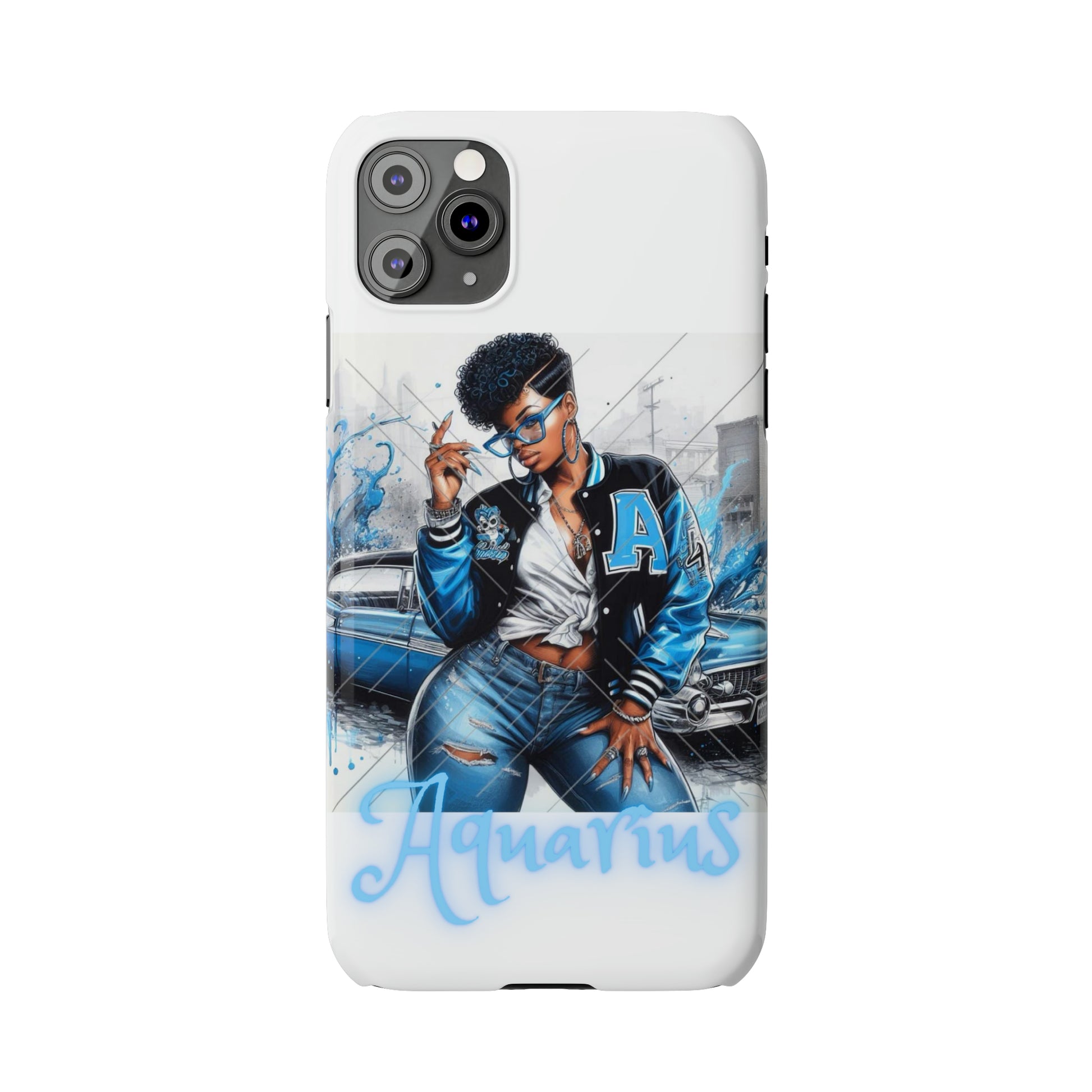 Aquarius white Slim Phone Cases - Phone Case