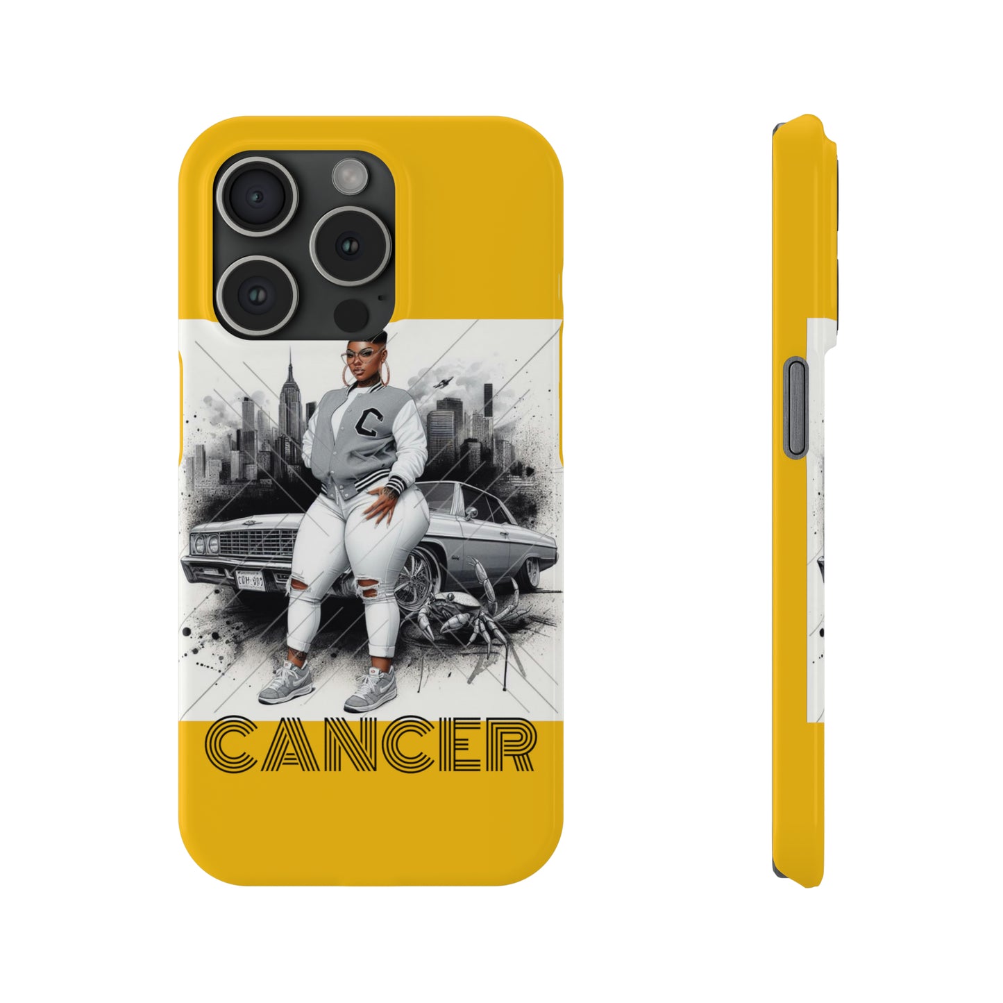 Cancer Yellow Slim Phone Cases - iPhone 15 Pro - Phone Case