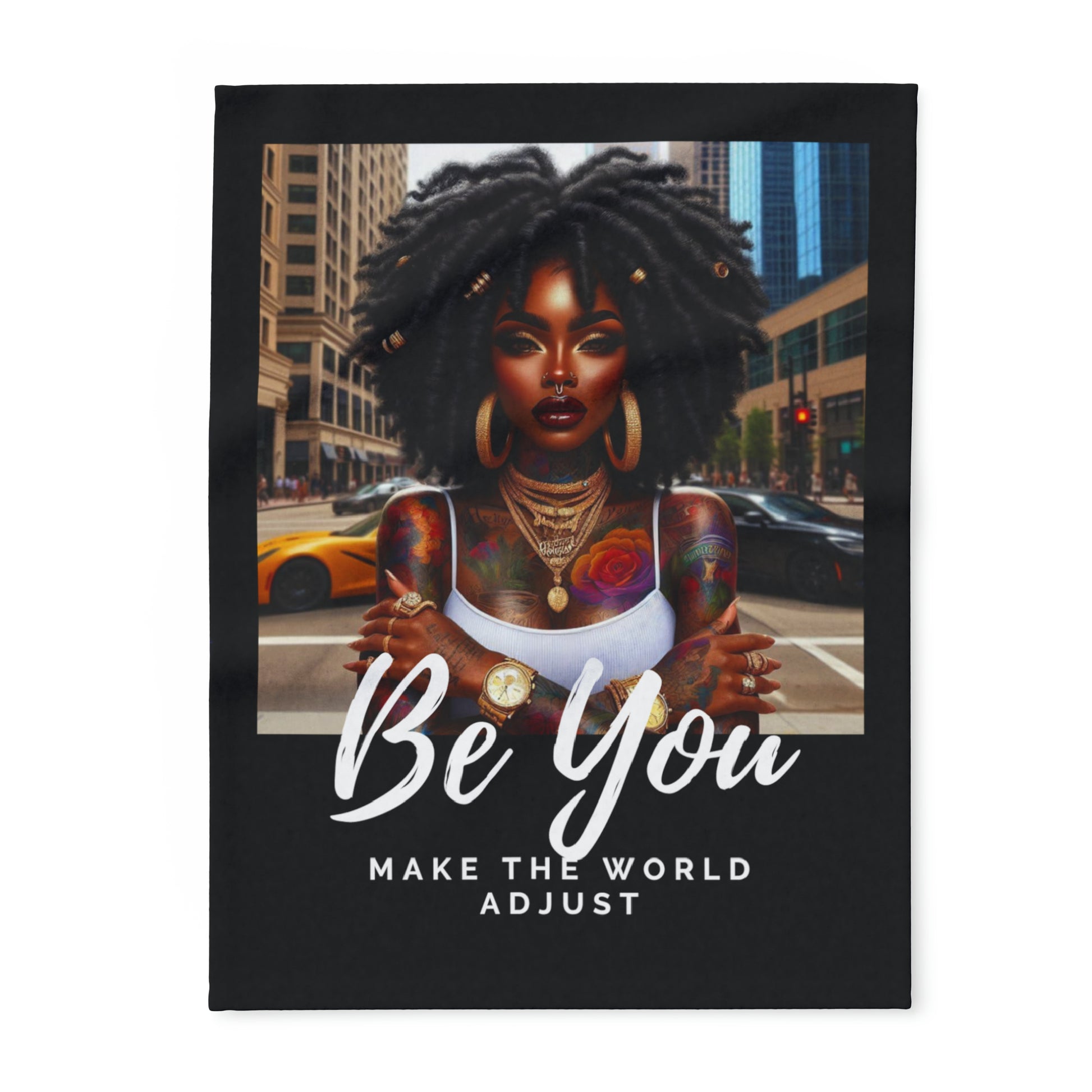 Be you Natural Blk Arctic Fleece Blanket - Home Decor