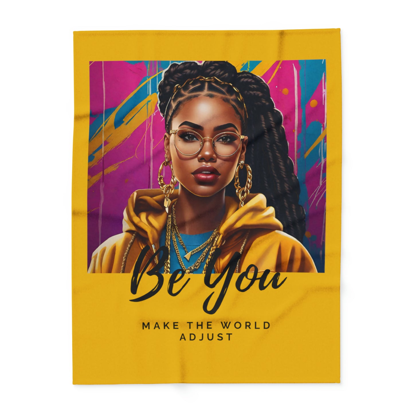 Be you Braids Yellow Arctic Fleece Blanket - Home Decor