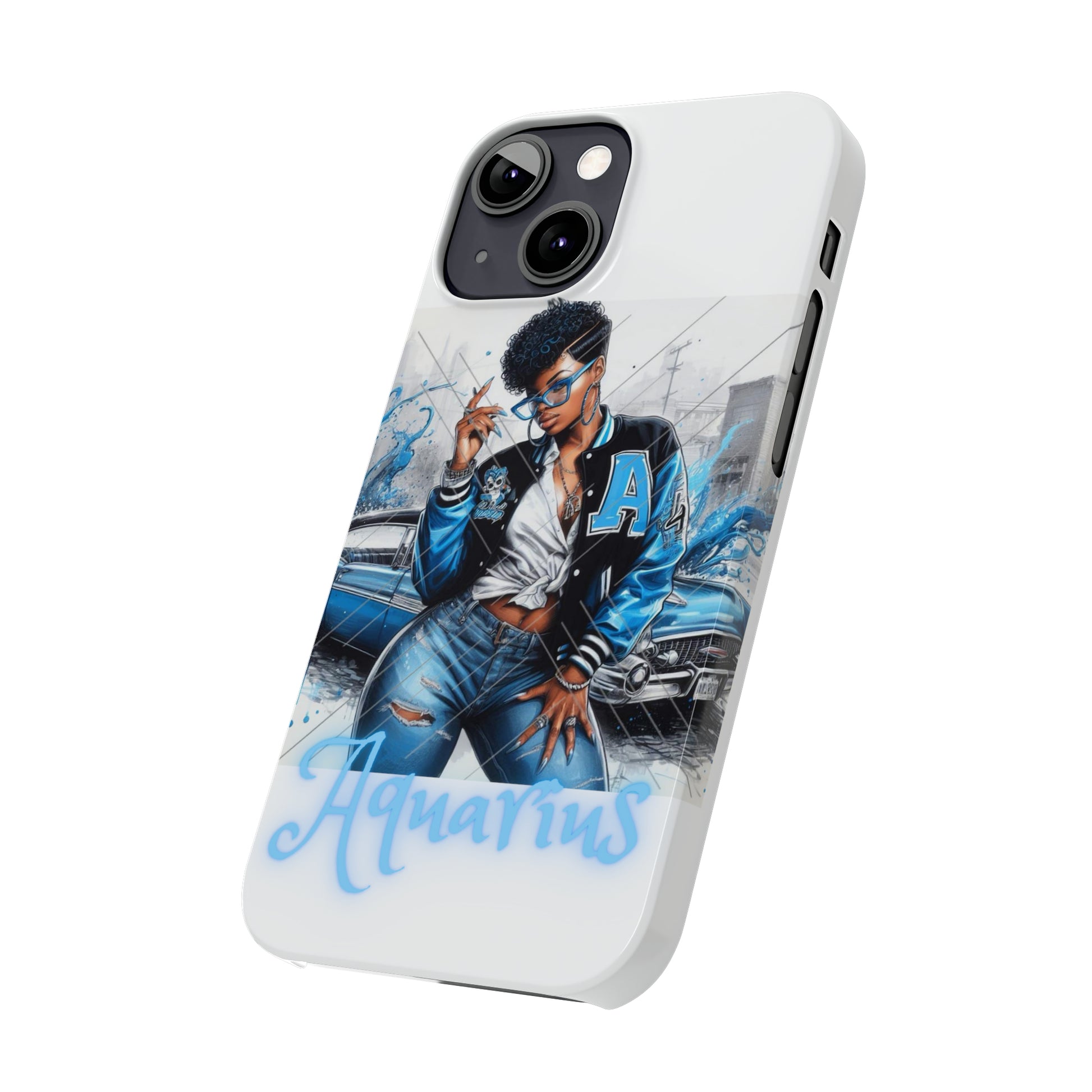 Aquarius white Slim Phone Cases - Phone Case