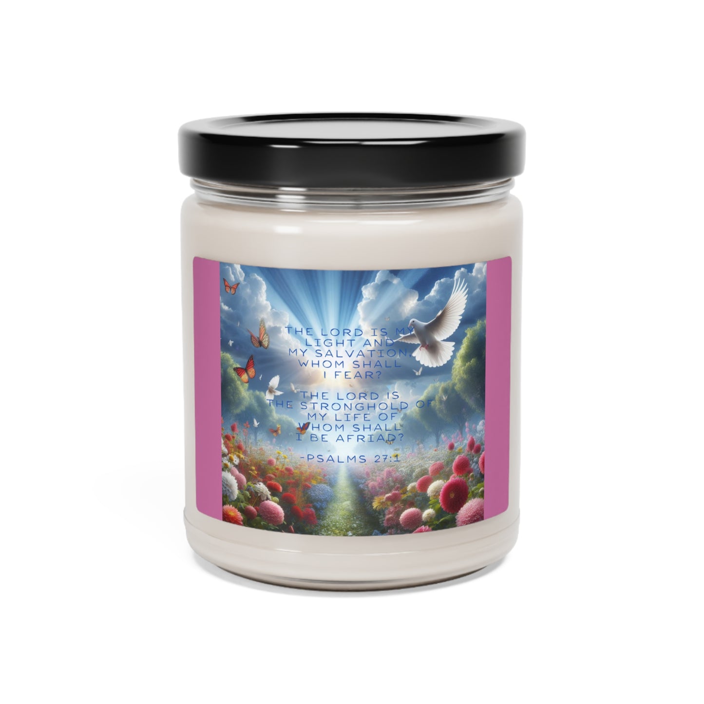 Psalms 27:1 Scented Soy Candle 9oz - White Sage + Lavender / 9oz - Home Decor