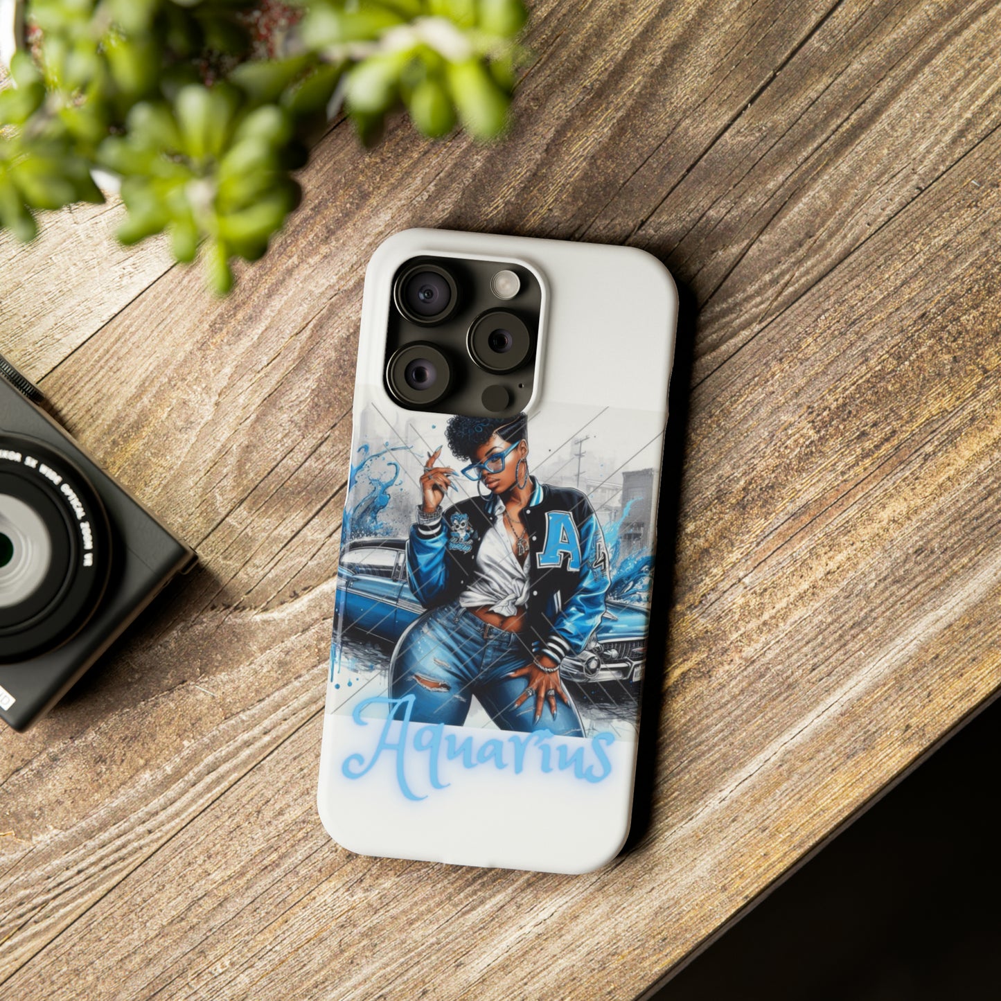 Aquarius white Slim Phone Cases - iPhone 15 Pro - Phone Case