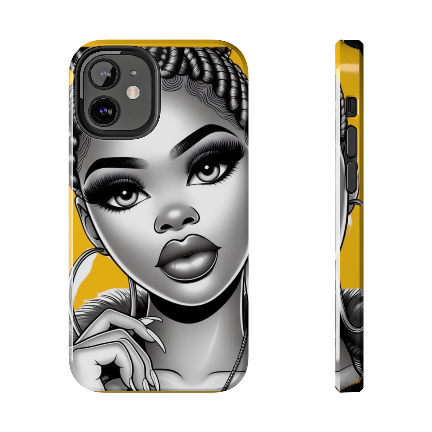 Braid bun Yellow Tough Phone Cases - iPhone 12 Mini - Phone Case