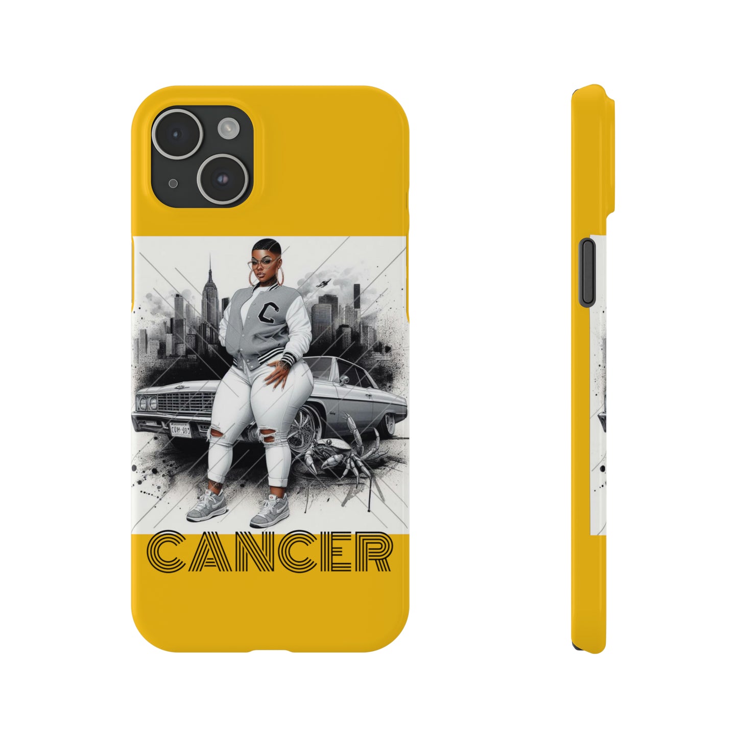 Cancer Yellow Slim Phone Cases - iPhone 15 Plus - Phone Case