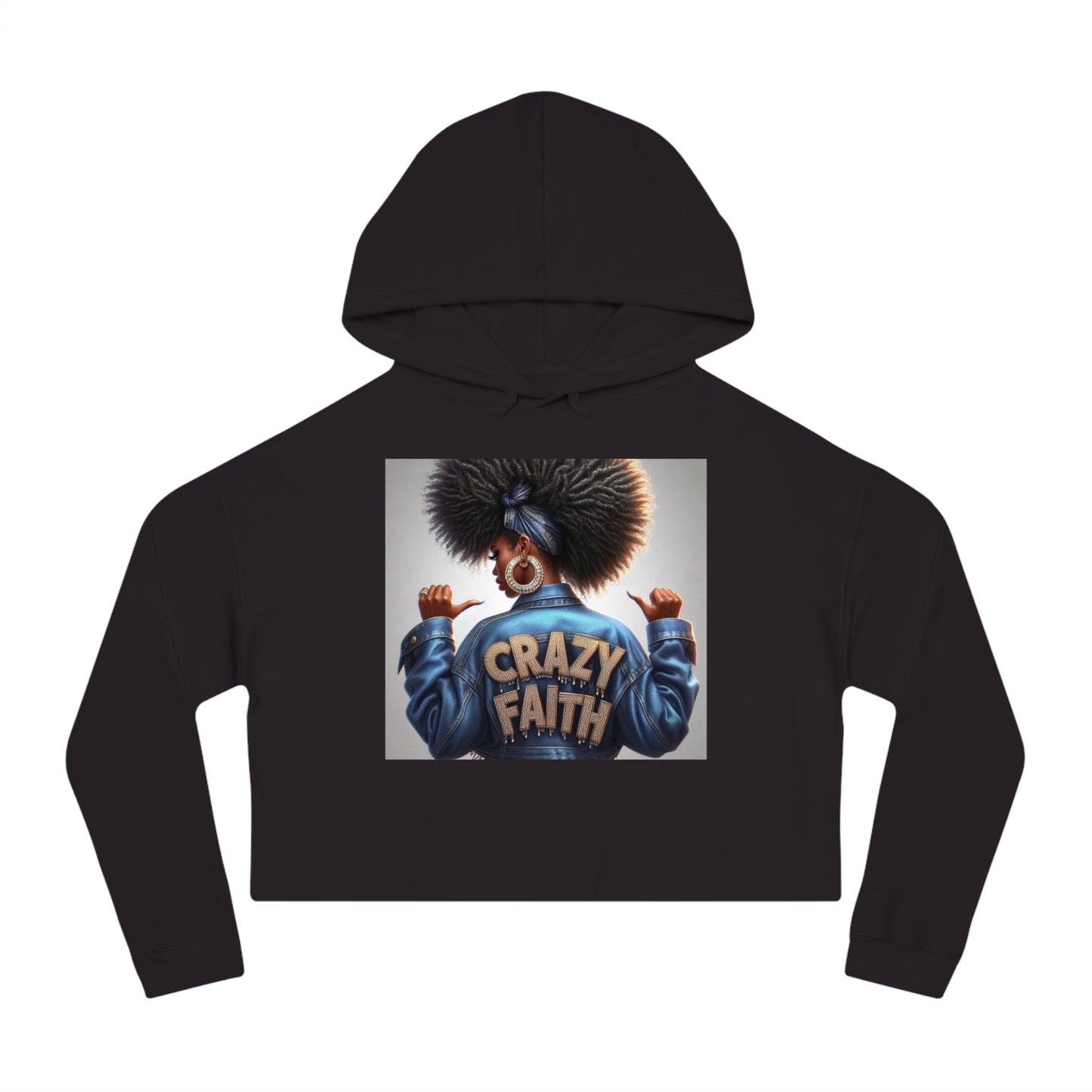 Crazy Faith Cropped Hooded Sweatshirt - Black / XS - Hoodie