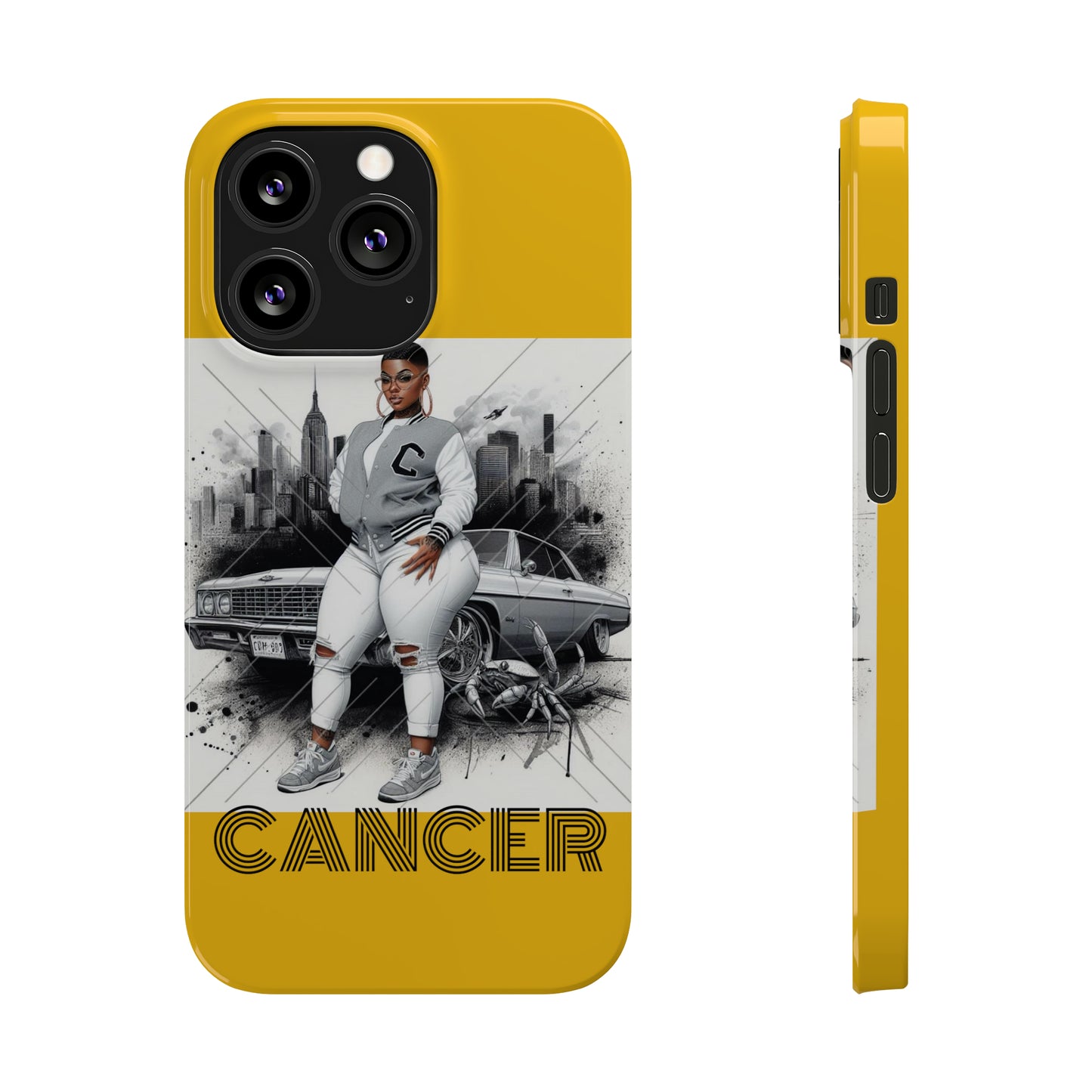 Cancer Yellow Slim Phone Cases - iPhone 13 Pro - Phone Case