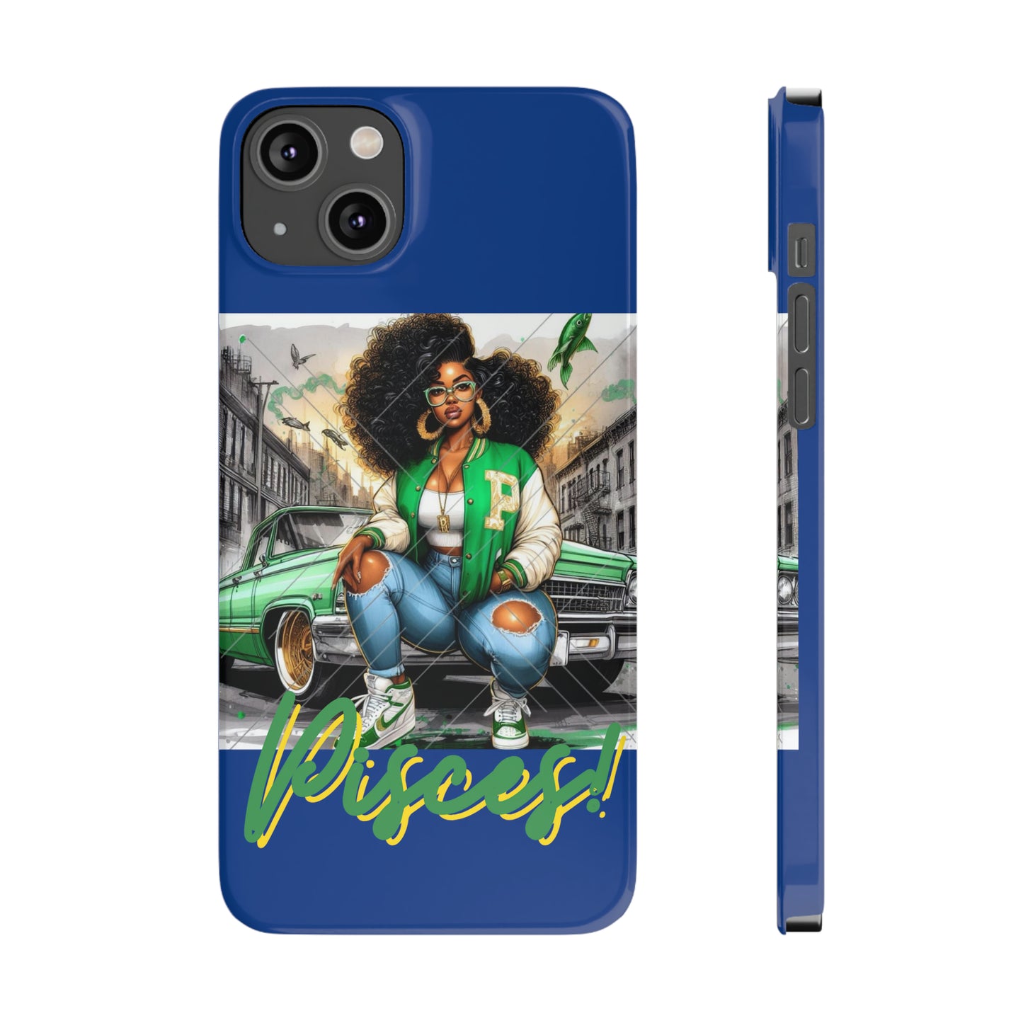 Pisces Blue Slim Phone Cases - iPhone 14 Plus - Phone Case