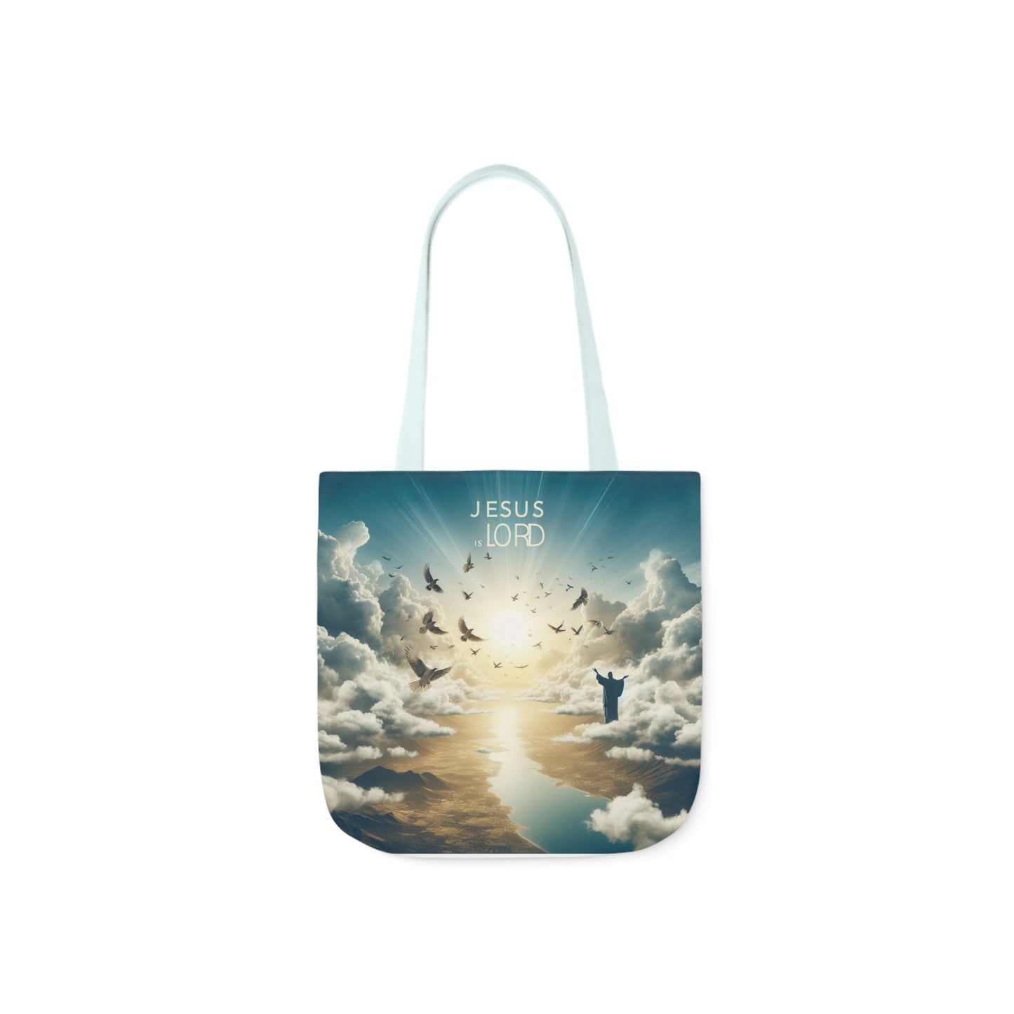 Jesus is Lord Canvas Tote Bag - 13’ × 13’’ / Light blue - Accessories