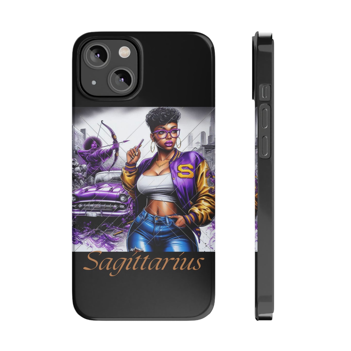 Sagittarius blk Slim Phone Cases - iPhone 14 - Phone Case