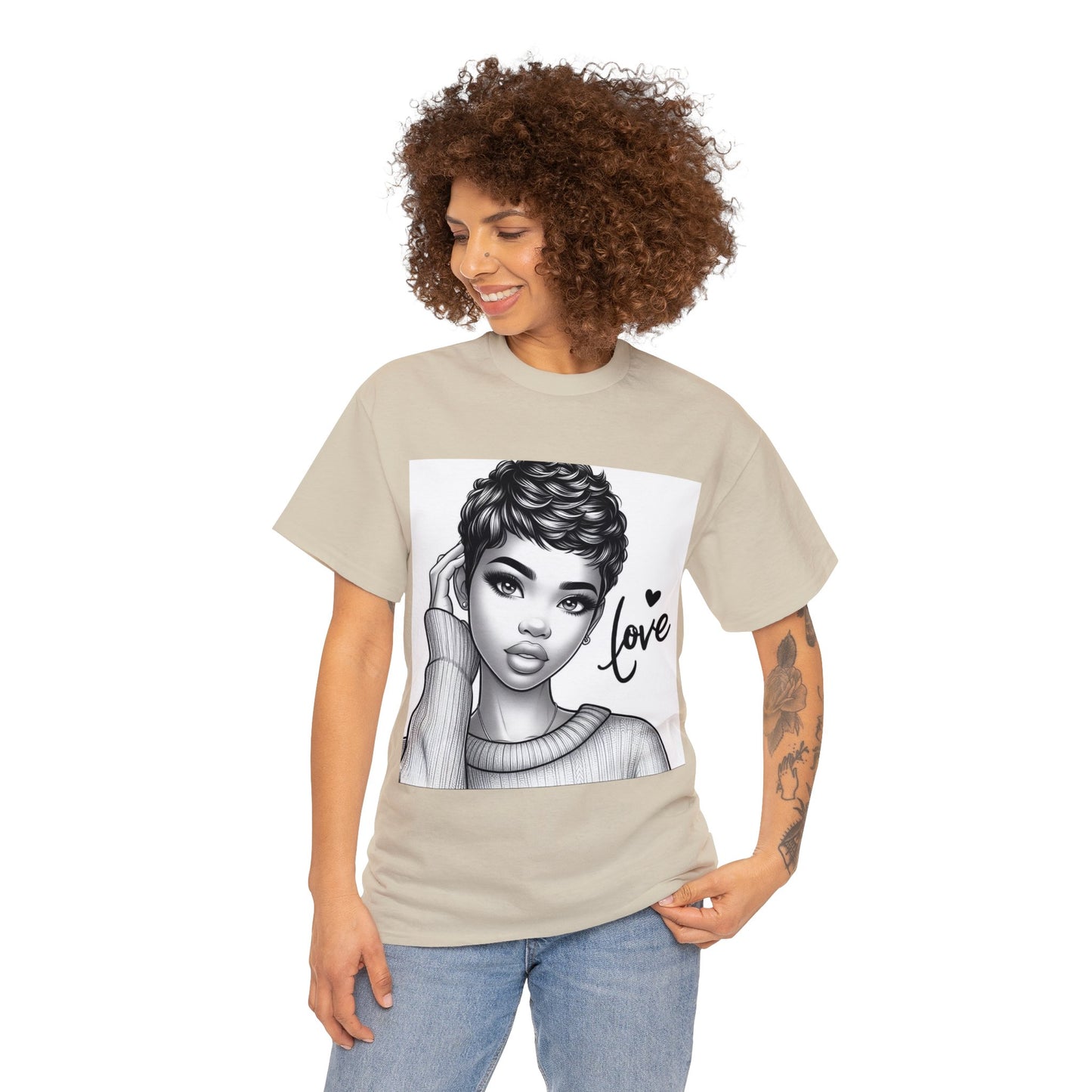 Love blk/wht Unisex Heavy Cotton Tee - T-Shirt