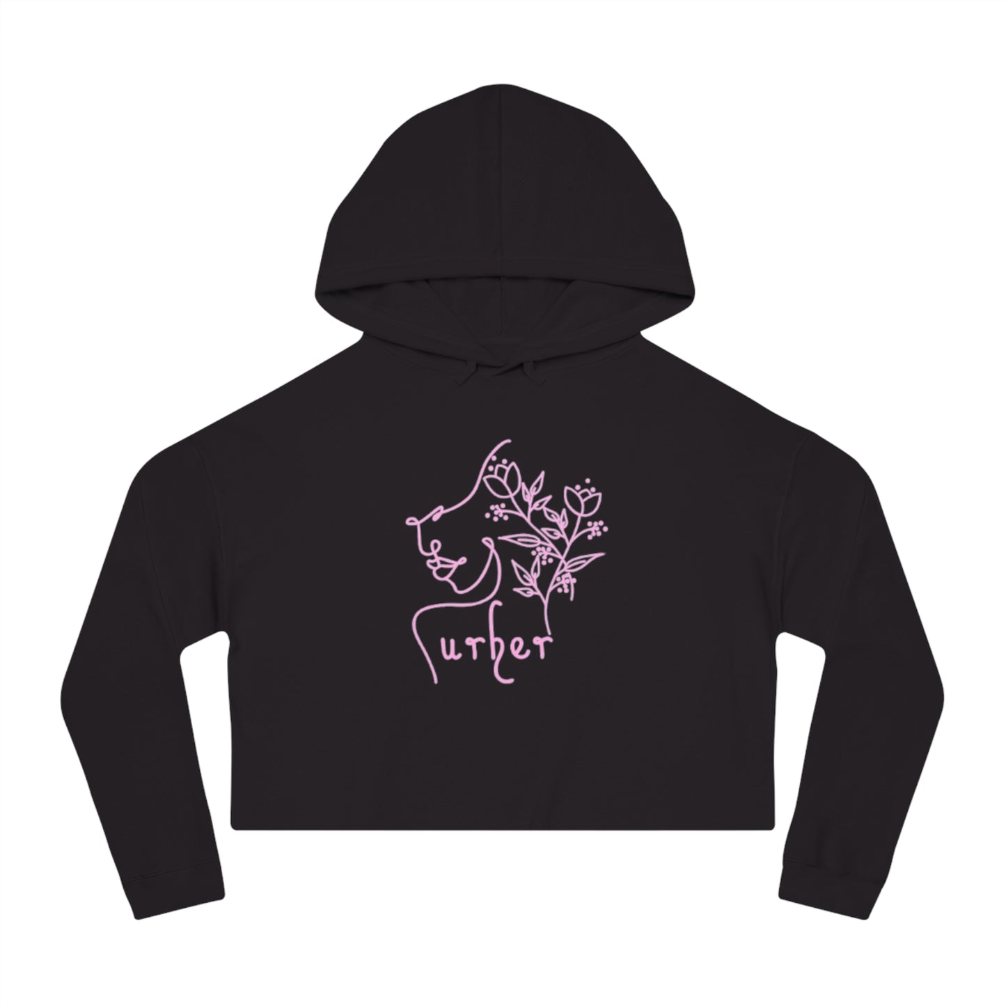 URHER Pink Cropped Hooded Sweatshirt - Black / XS - Hoodie