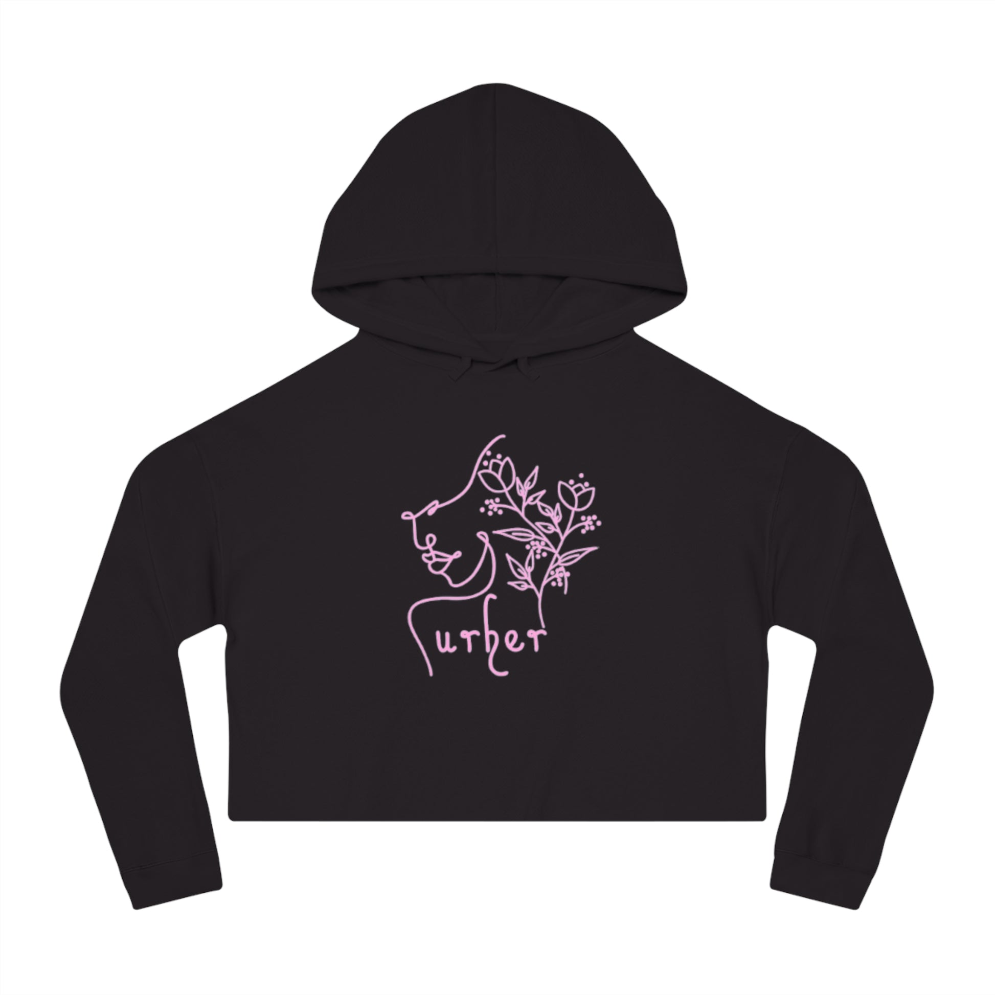 URHER Pink Cropped Hooded Sweatshirt - Black / XS - Hoodie