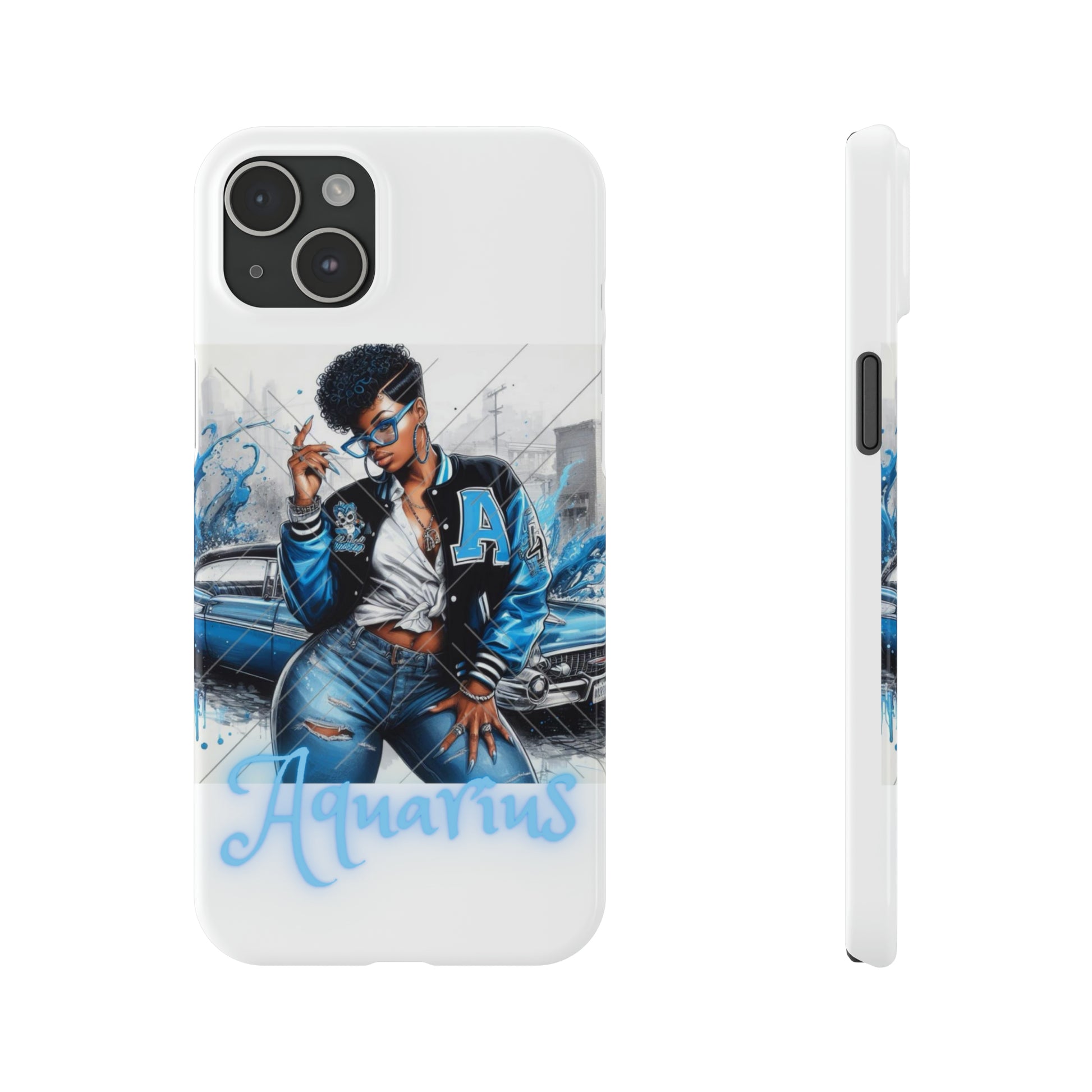 Aquarius white Slim Phone Cases - Phone Case