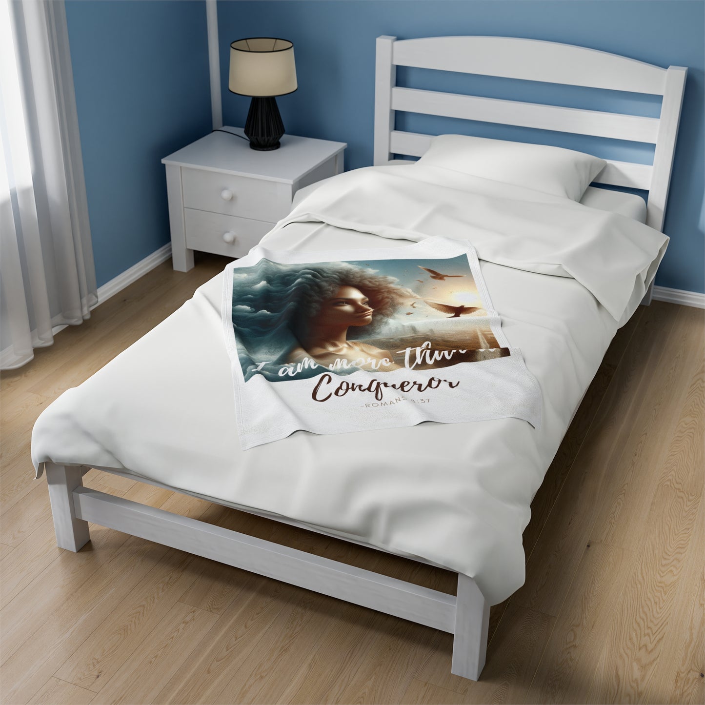 Romans 8:37 Velveteen Plush Blanket - All Over Prints