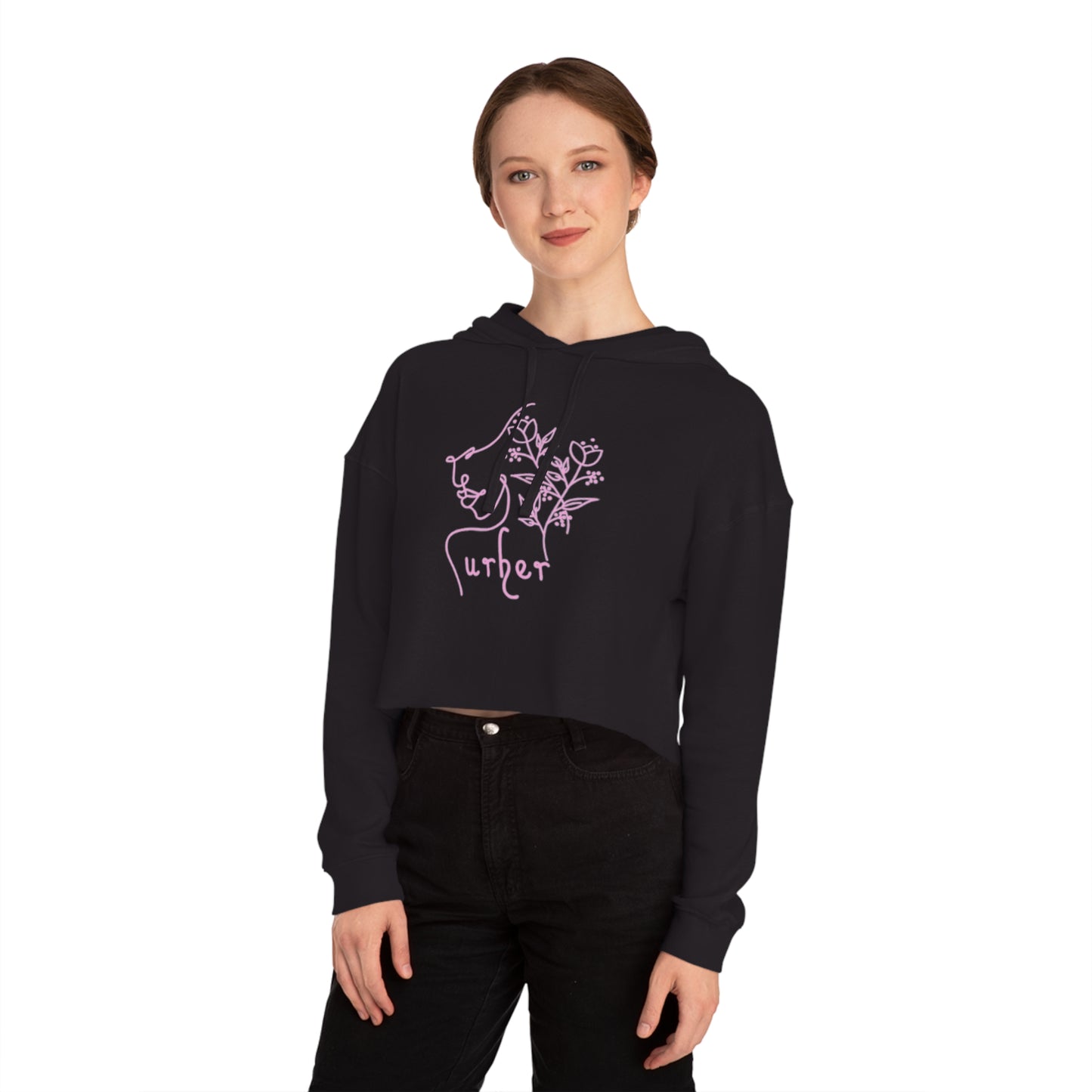 URHER Pink Cropped Hooded Sweatshirt - Hoodie