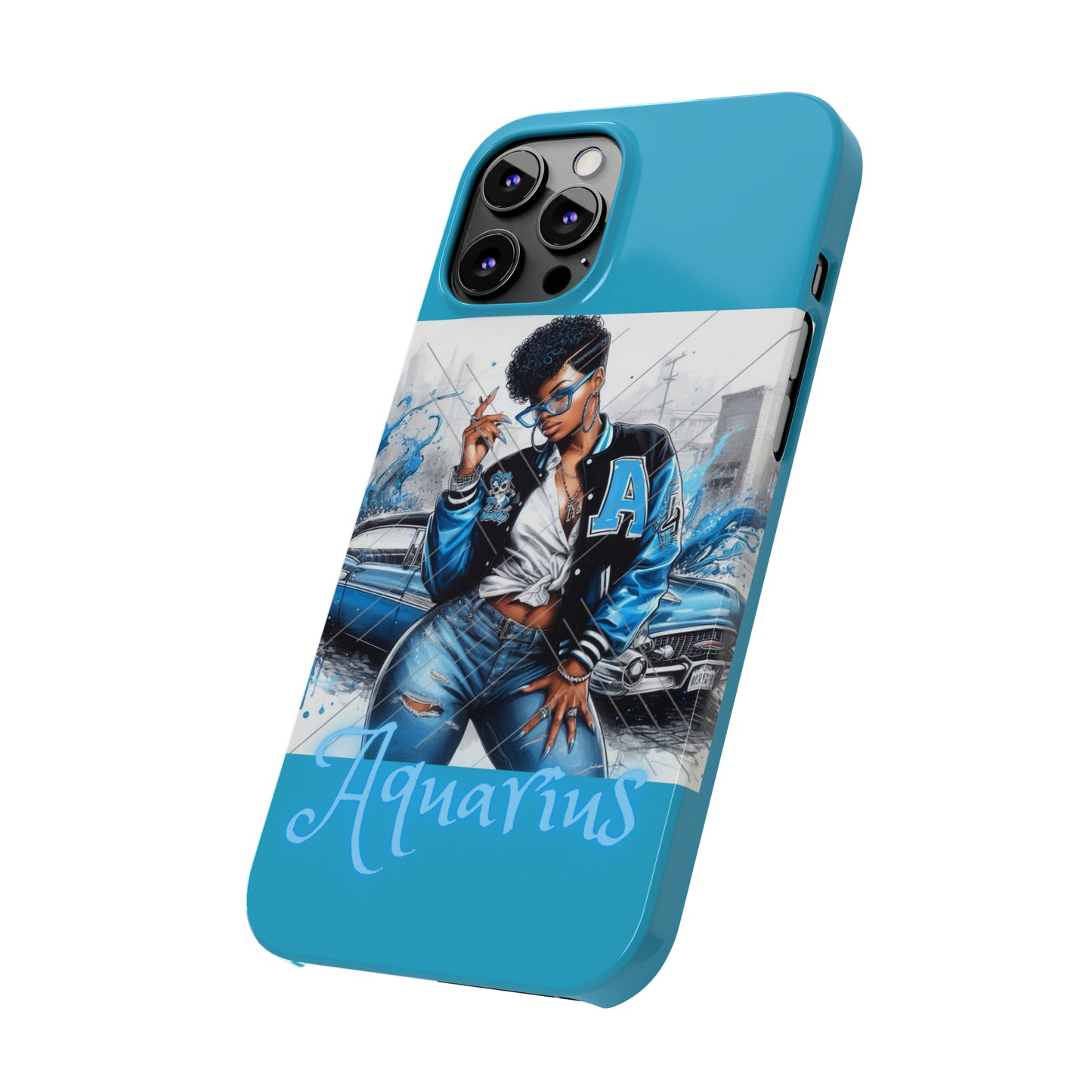 Aquarius Blue Slim Phone Cases - Phone Case