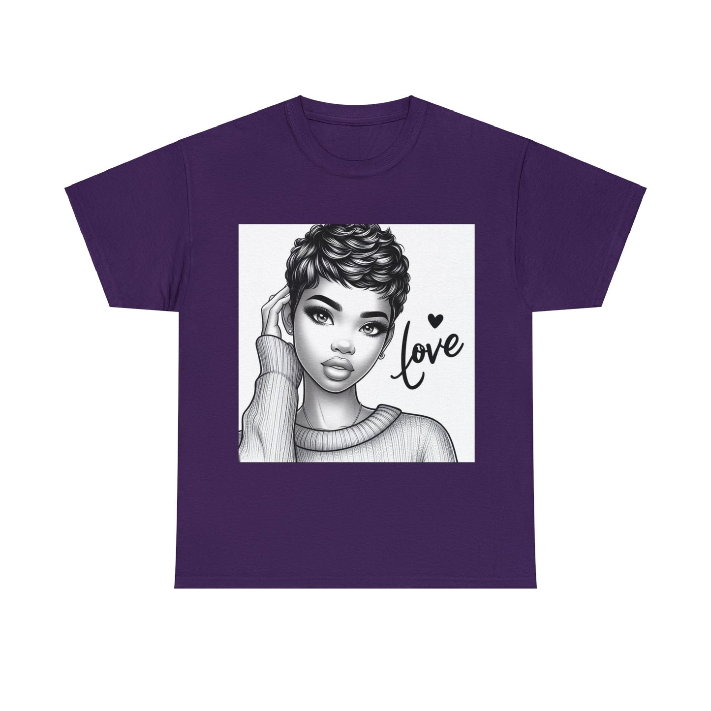 Love blk/wht Unisex Heavy Cotton Tee - Purple / S - T-Shirt