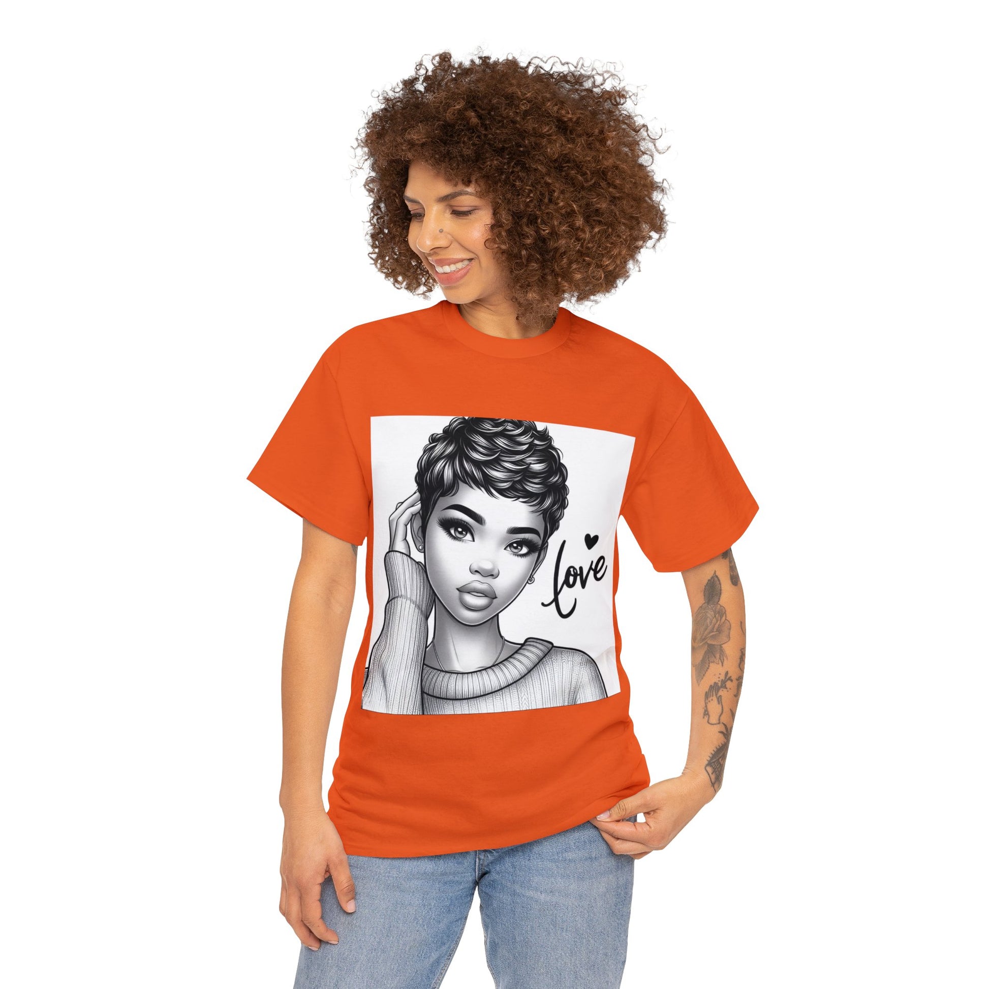 Love blk/wht Unisex Heavy Cotton Tee - T-Shirt