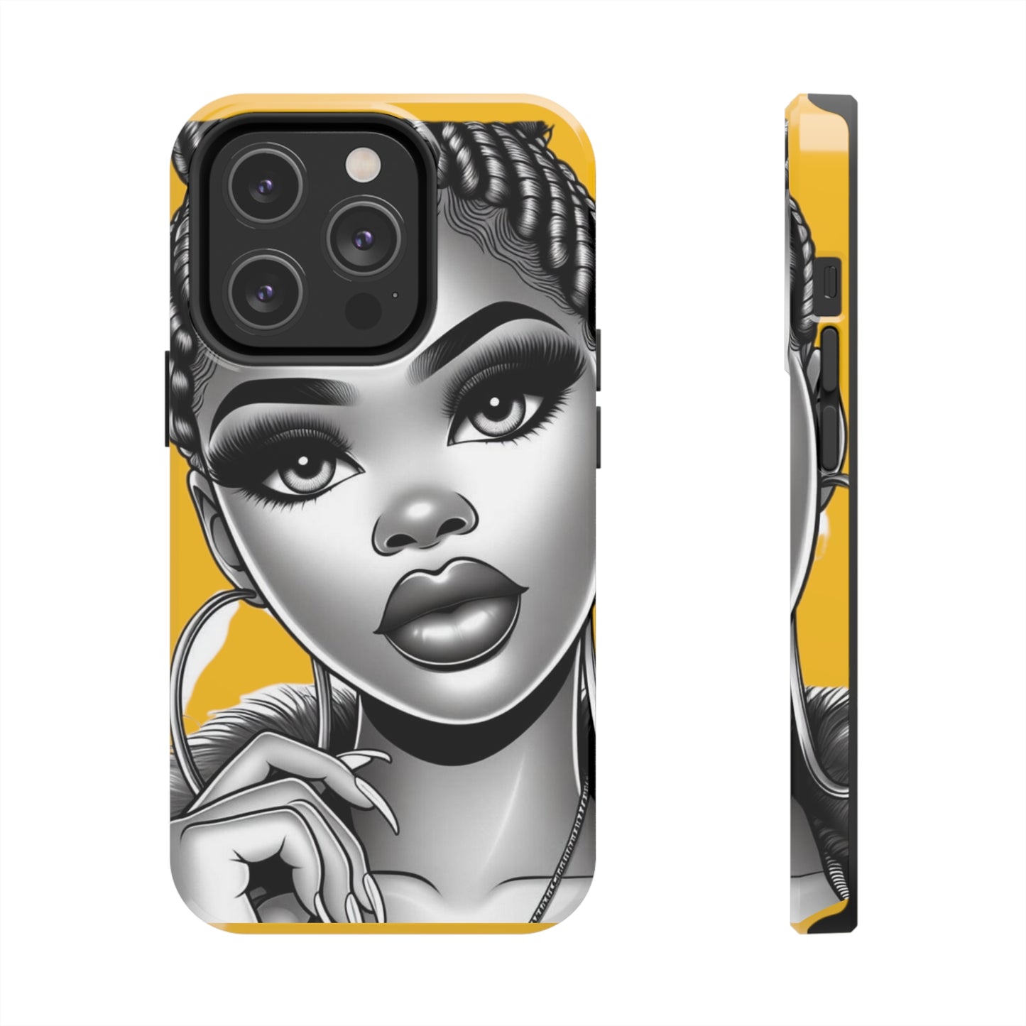 Braid bun Yellow Tough Phone Cases - iPhone 14 Pro - Phone Case