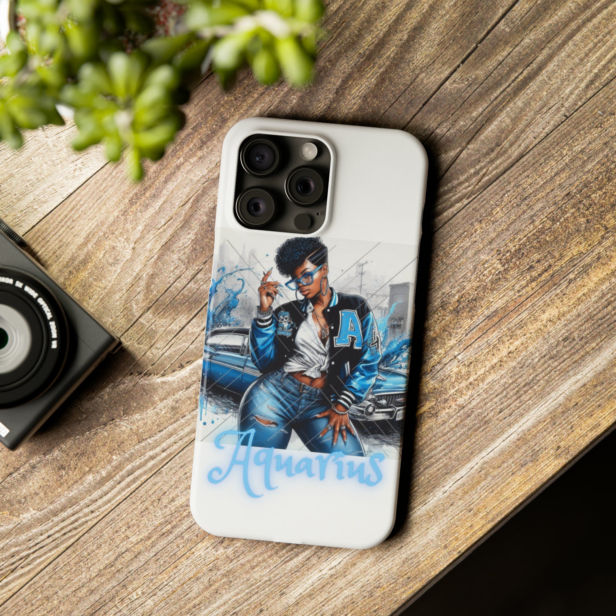 Aquarius white Slim Phone Cases - iPhone 15 Pro Max - Phone Case