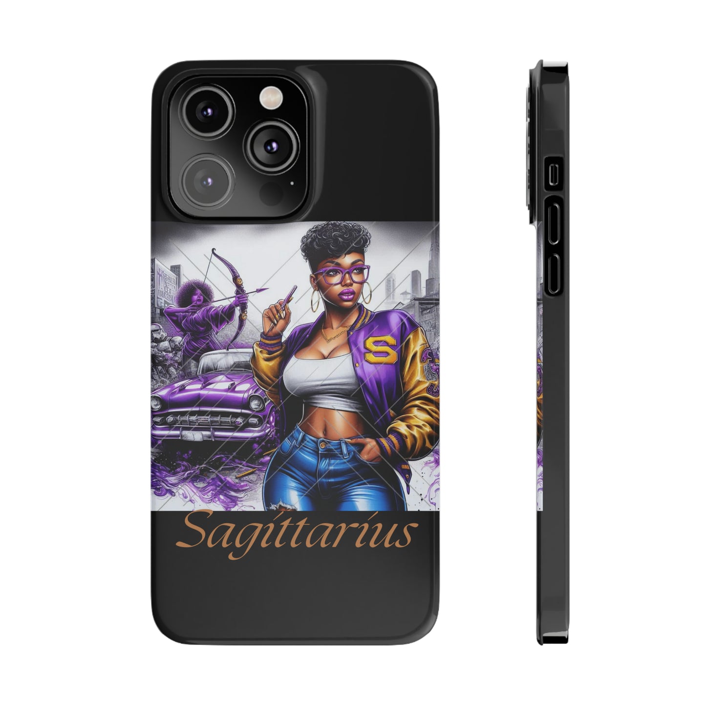 Sagittarius blk Slim Phone Cases - iPhone 14 Pro Max - Phone Case