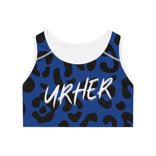 URHER Sports Bra Royal blue - S / White stitching - All Over Prints