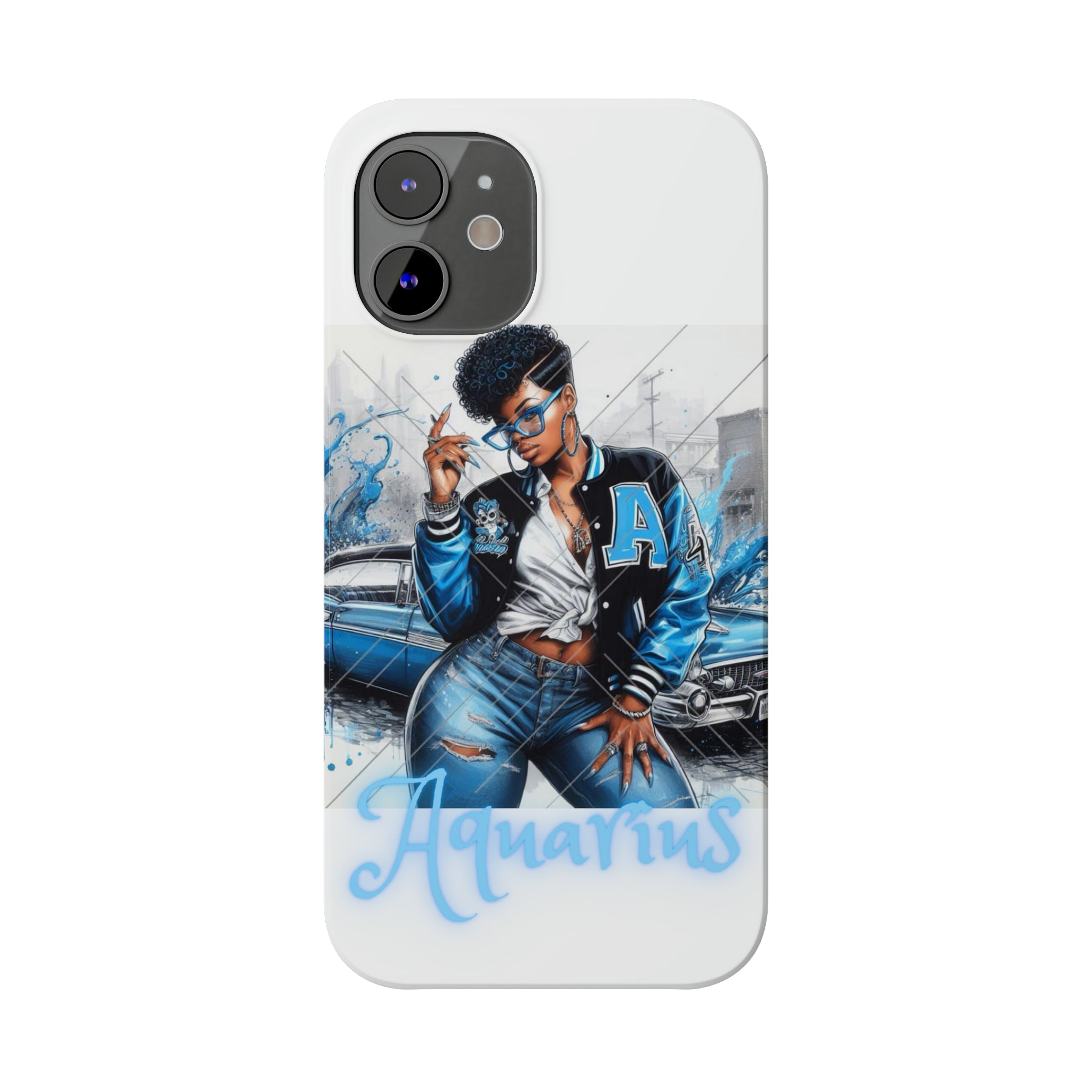 Aquarius white Slim Phone Cases - Phone Case