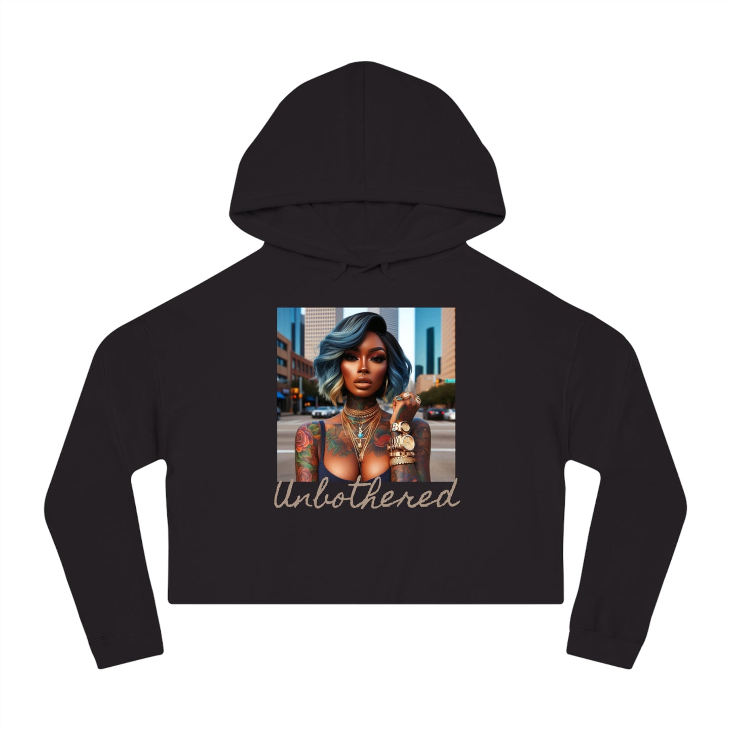 Unbothered Bob Cropped Hooded Sweatshirt - Black / XS - Hoodie