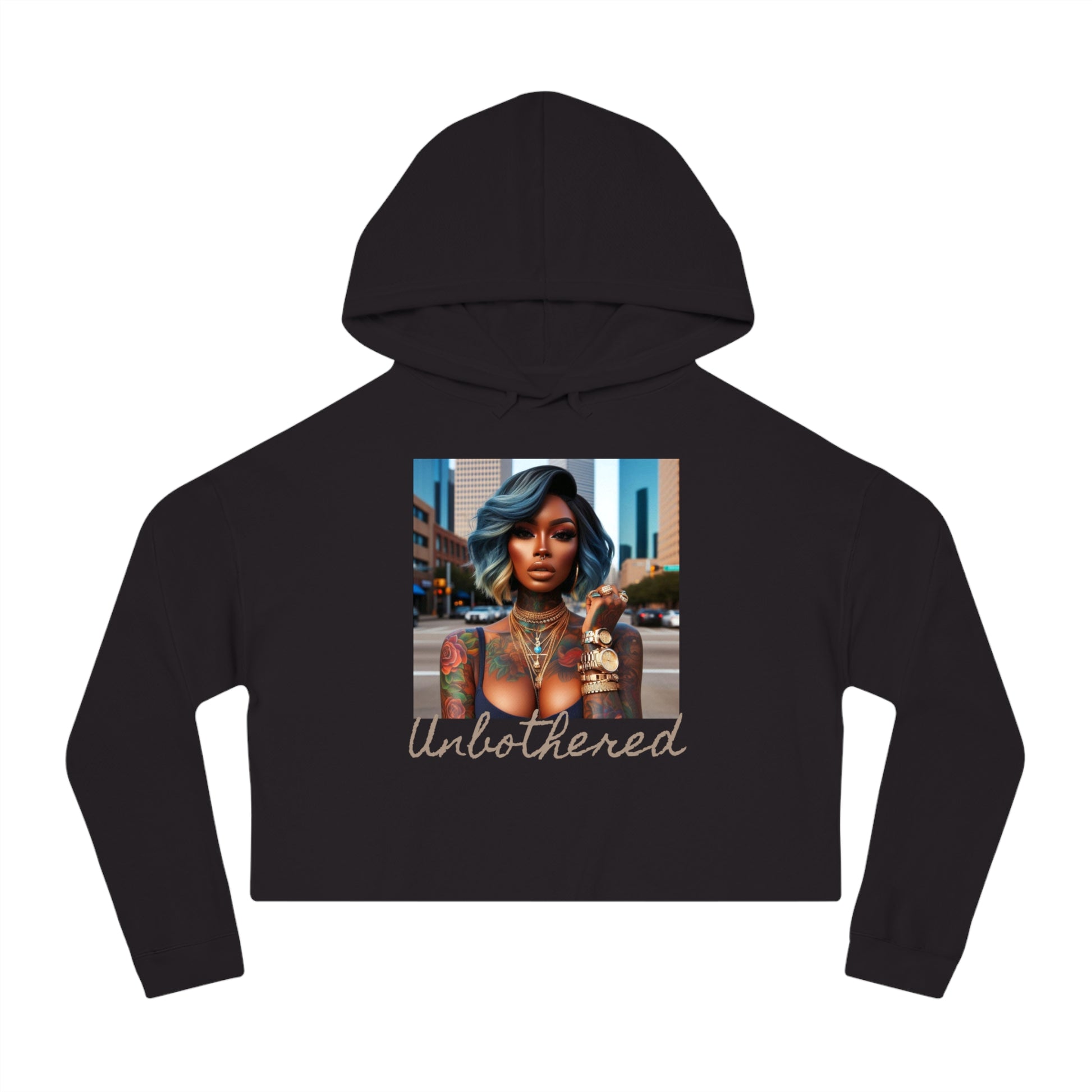 Unbothered Bob Cropped Hooded Sweatshirt - Black / XS - Hoodie