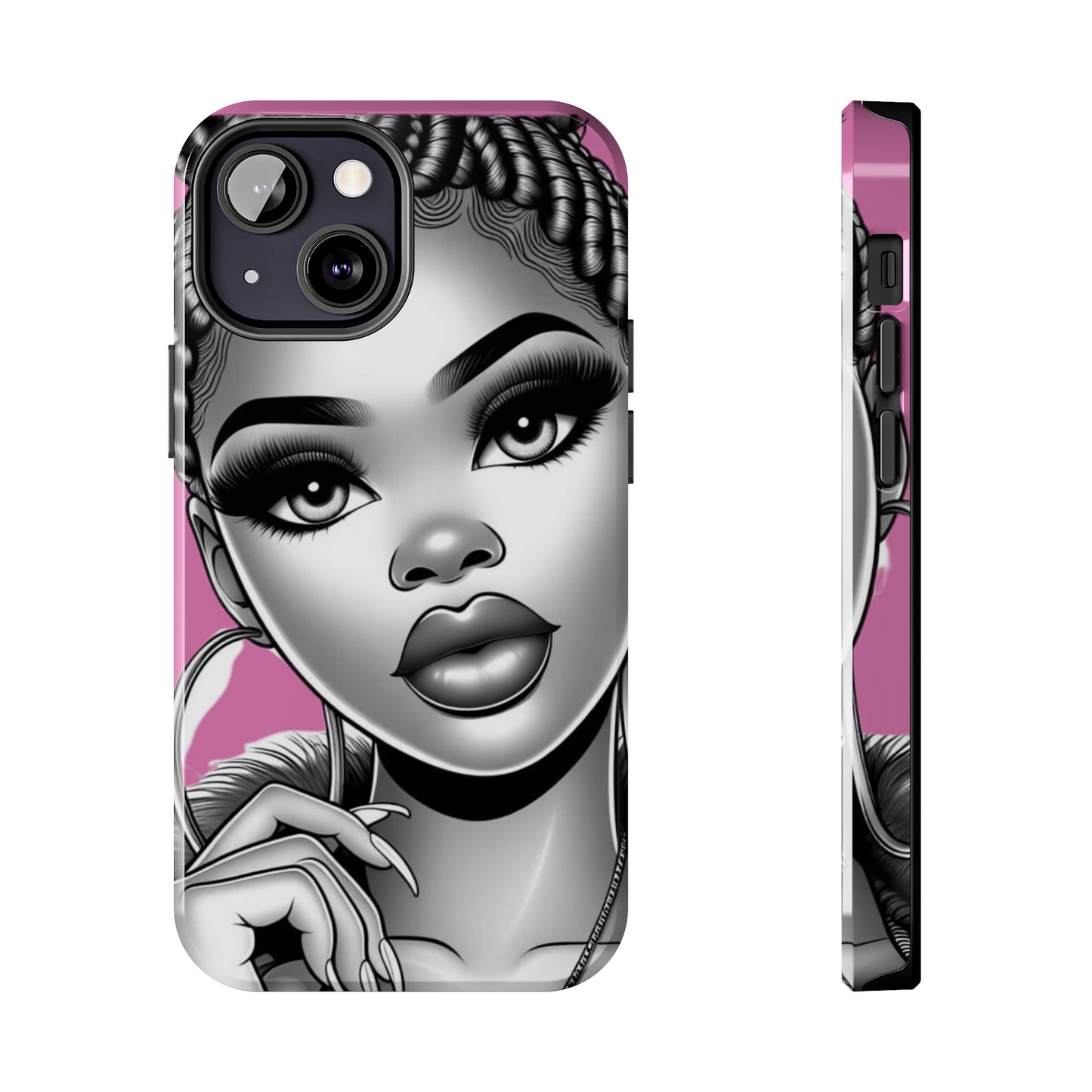 Braid bun pink Tough Phone Cases - iPhone 13 Mini - Phone Case