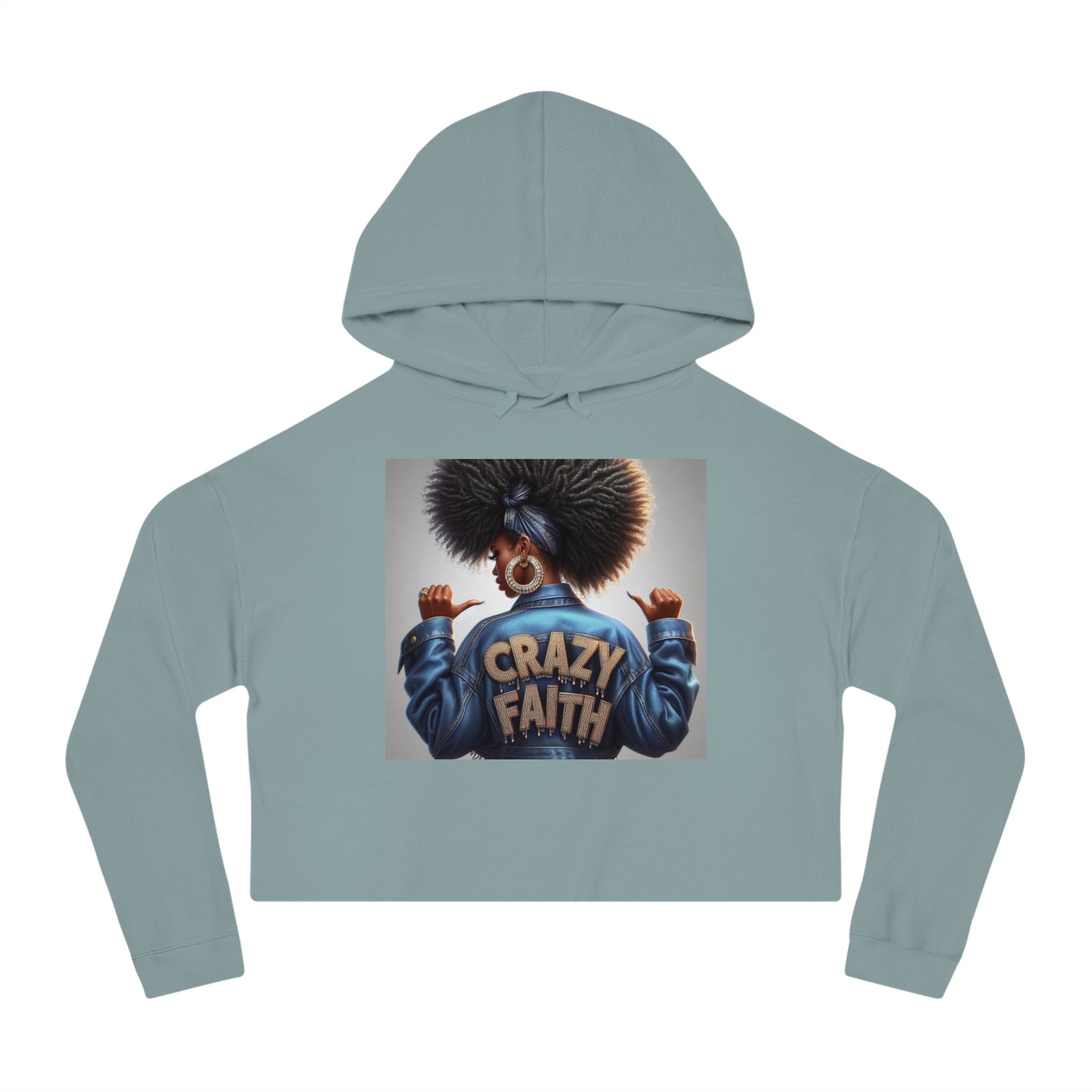 Crazy Faith Cropped Hooded Sweatshirt - Sage / XS - Hoodie