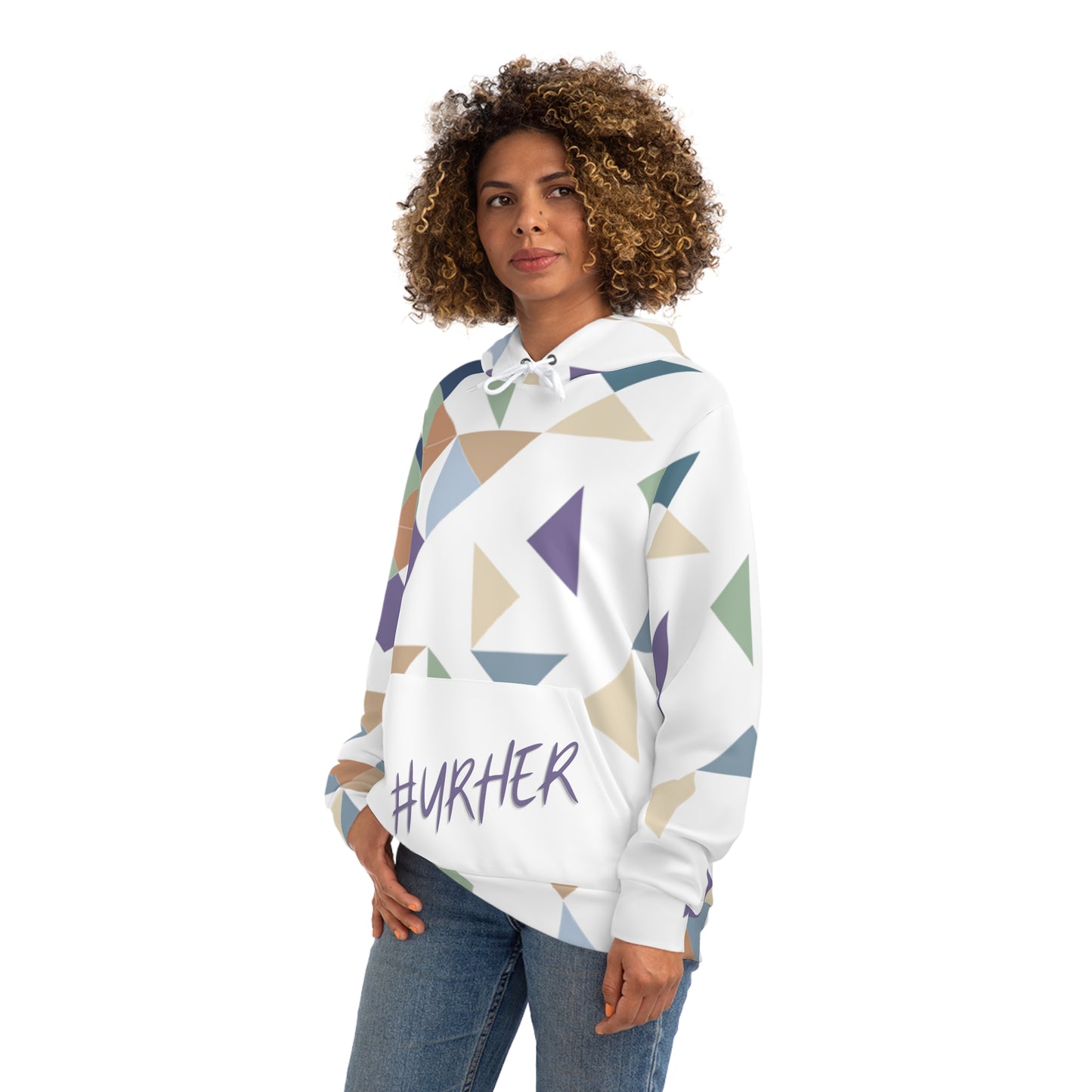 White Geo Purple Unisex Pullover Hoodie - All Over Prints