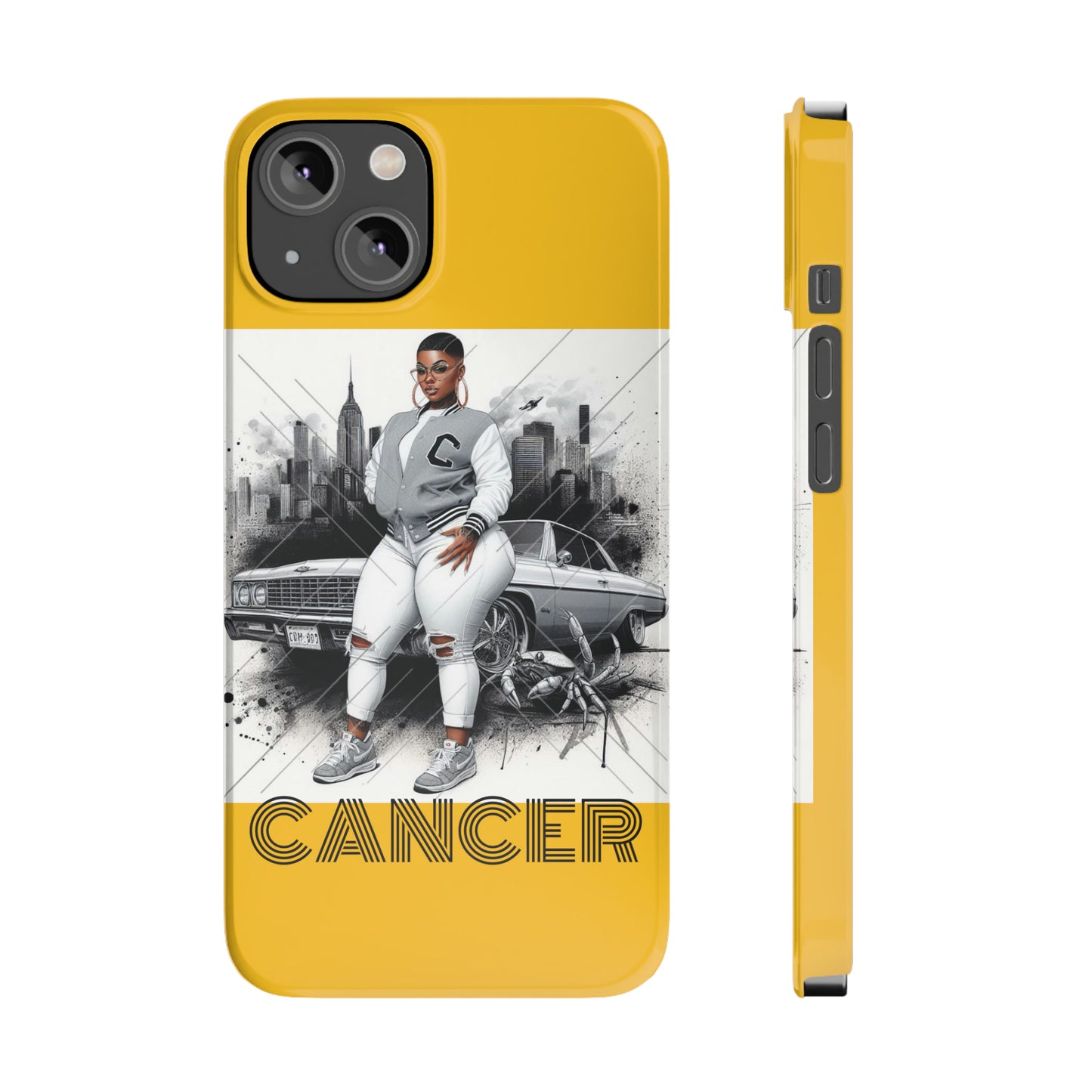 Cancer Yellow Slim Phone Cases - iPhone 14 - Phone Case