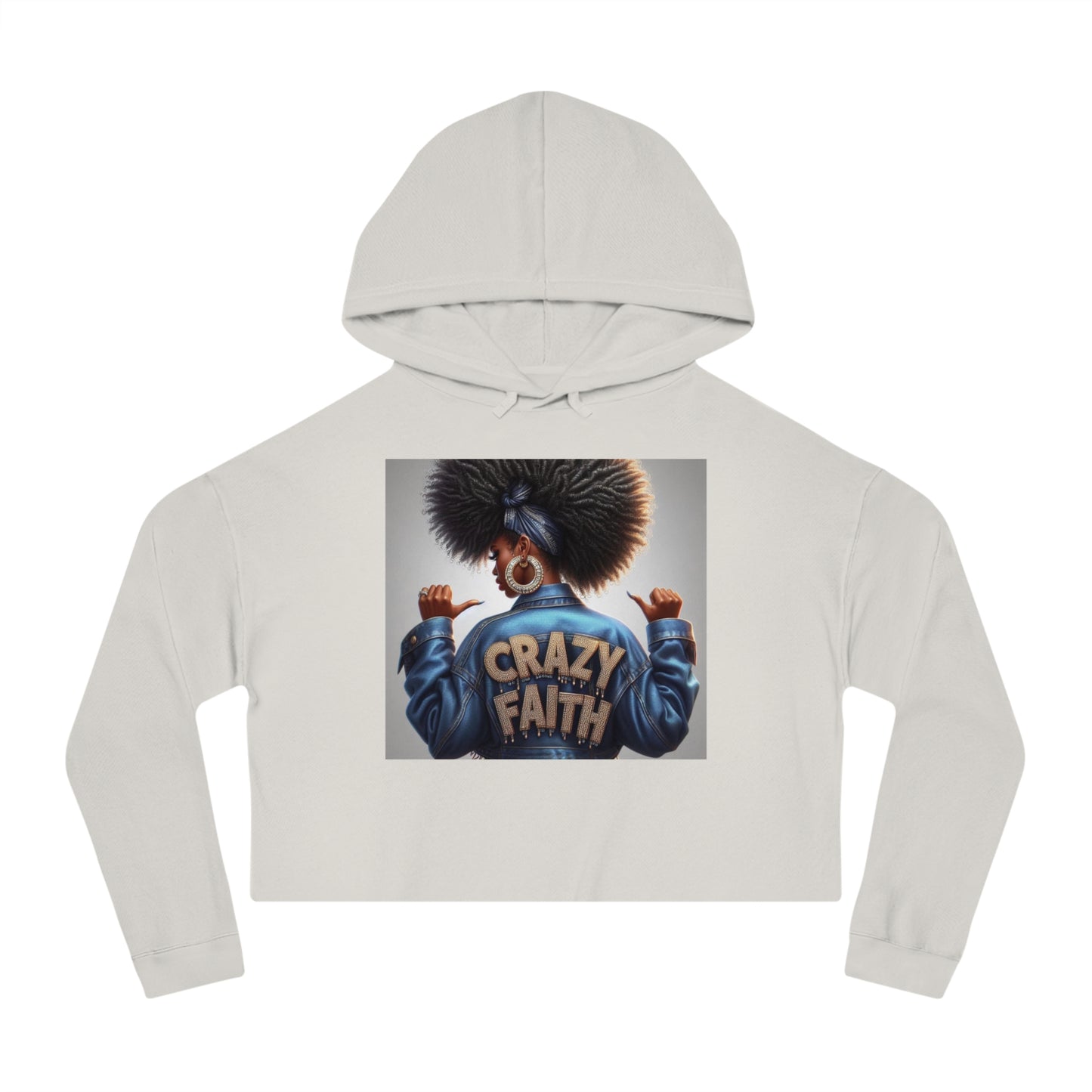 Crazy Faith Cropped Hooded Sweatshirt - Bone / XS - Hoodie