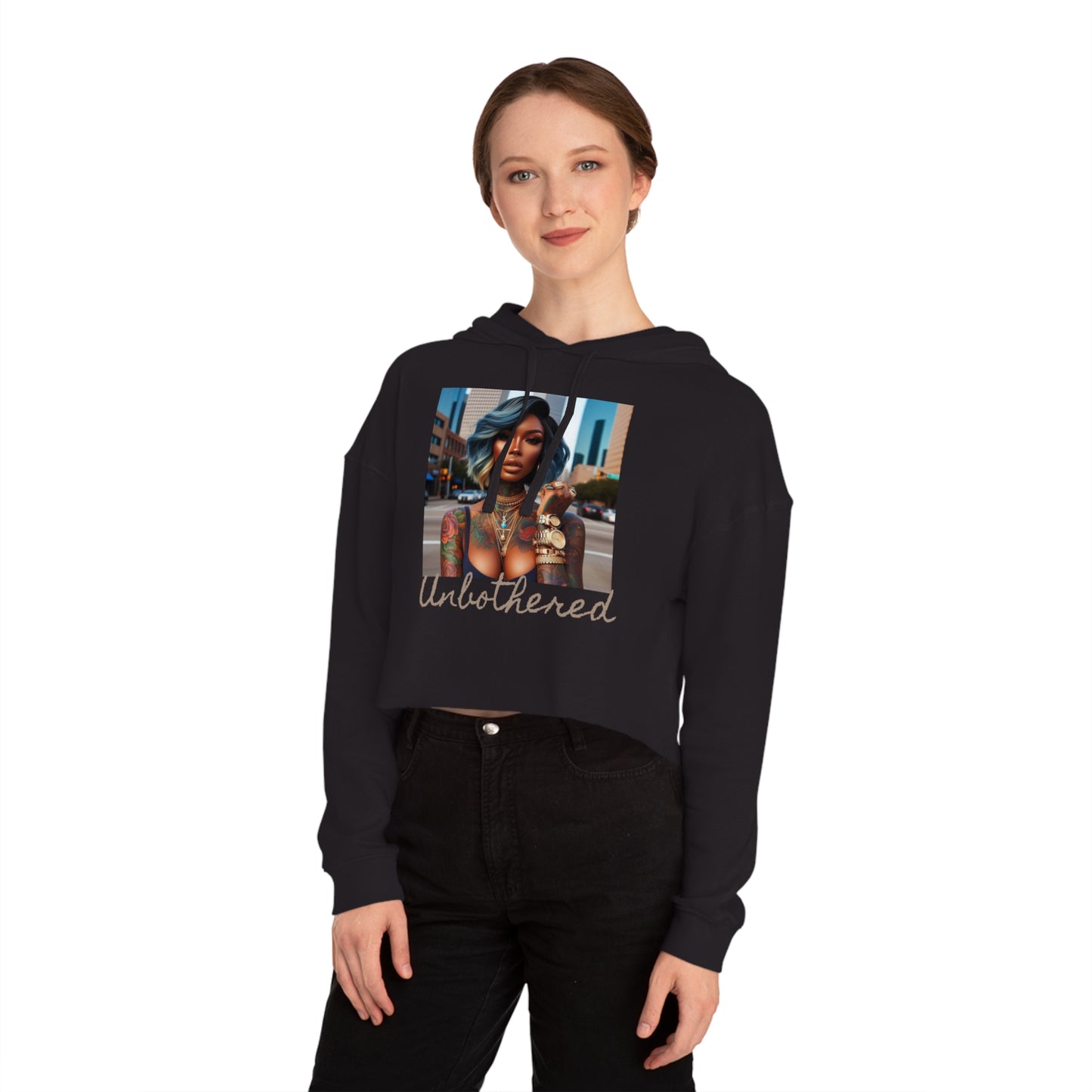 Unbothered Bob Cropped Hooded Sweatshirt - Hoodie