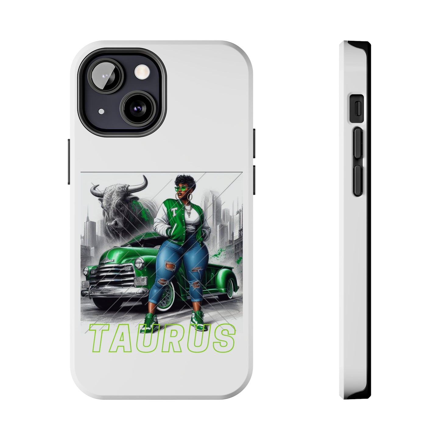 Taurus White Tough Phone Cases - iPhone 13 Mini - Phone Case