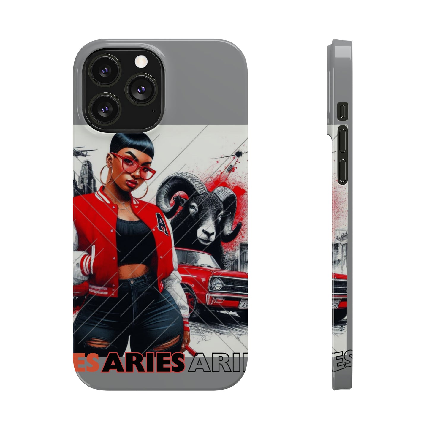 Aries Grey Slim Phone Cases - iPhone 13 Pro Max - Phone Case