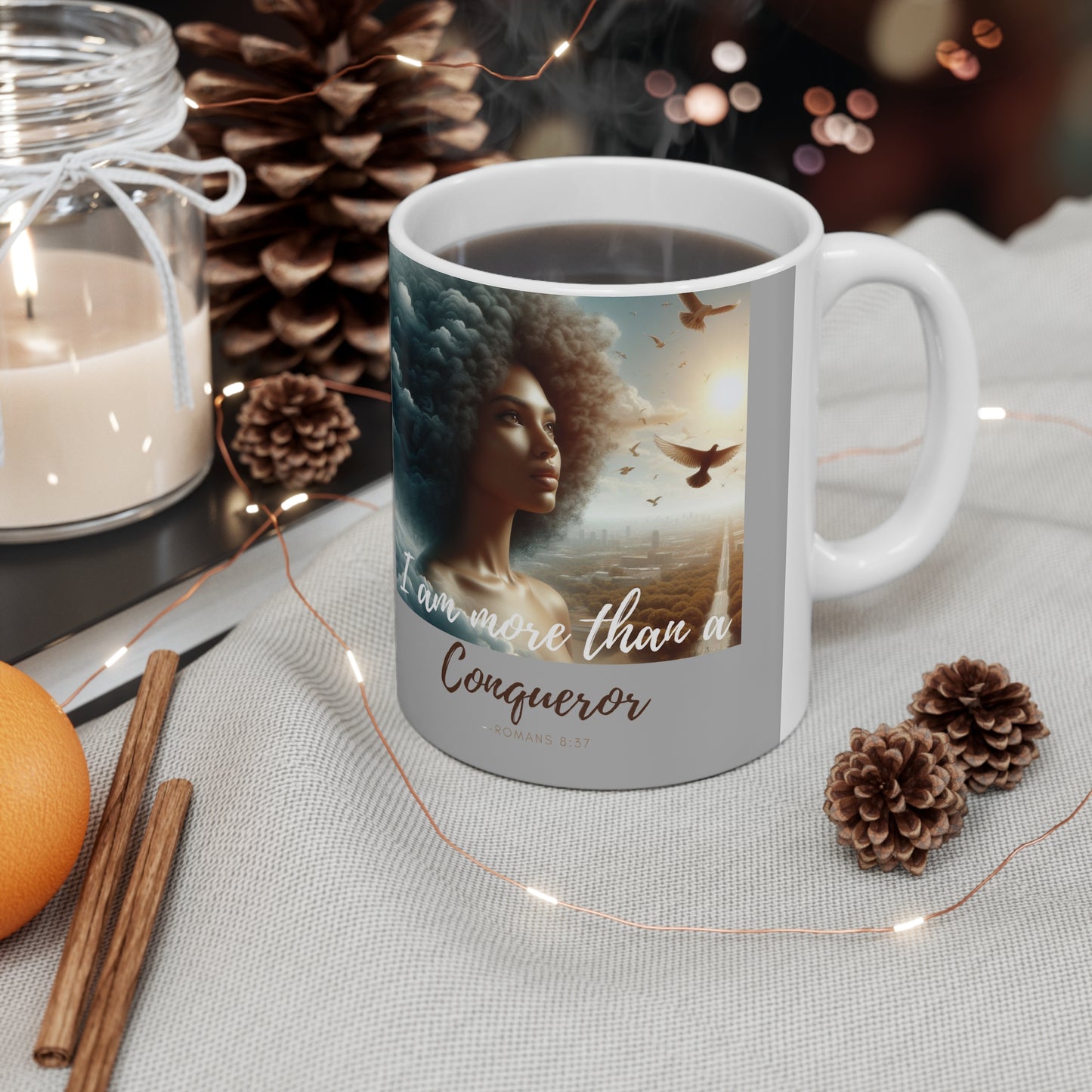 Grey Romans 8:37 Ceramic Mug 11oz - 11oz - Mug