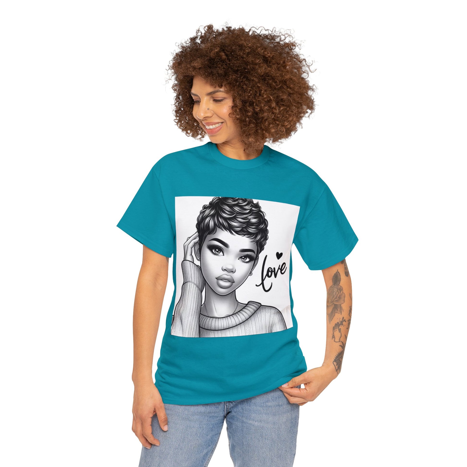 Love blk/wht Unisex Heavy Cotton Tee - T-Shirt