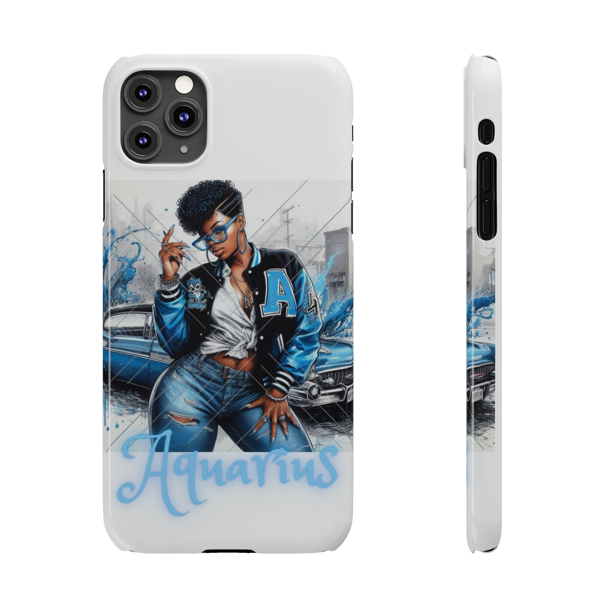 Aquarius white Slim Phone Cases - Phone Case