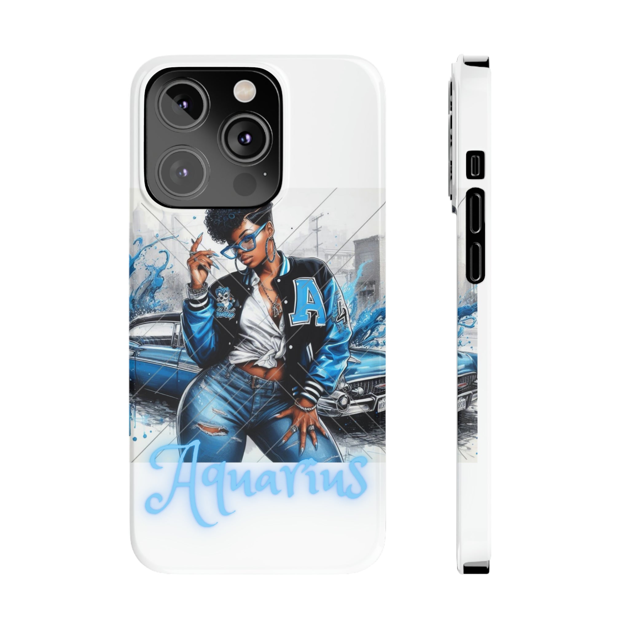 Aquarius white Slim Phone Cases - Phone Case