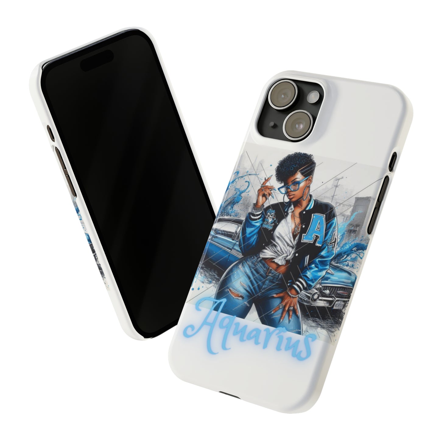 Aquarius white Slim Phone Cases - Phone Case